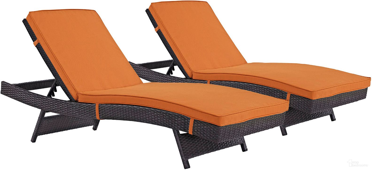 Convene Espresso Orange Chaise Outdoor Patio Set of 2