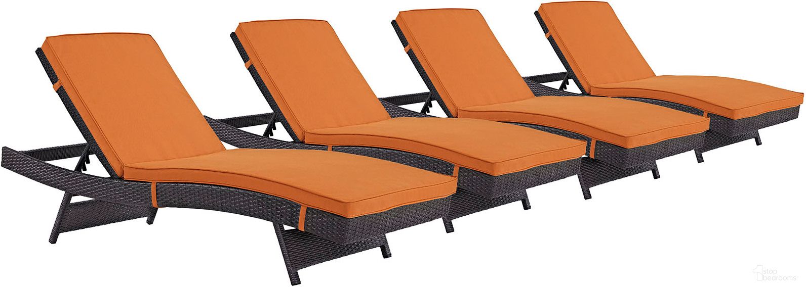The appearance of Convene Espresso Orange Chaise Outdoor Patio Set of 4 designed by Modway in the modern / contemporary interior design. This espresso orange piece of furniture was selected by 1StopBedrooms from Convene Collection to add a touch of cosiness and style into your home. Sku: EEI-961-EXP-ORA;EEI-961-EXP-ORA;EEI-961-EXP-ORA;EEI-961-EXP-ORA. Material: Rattan.