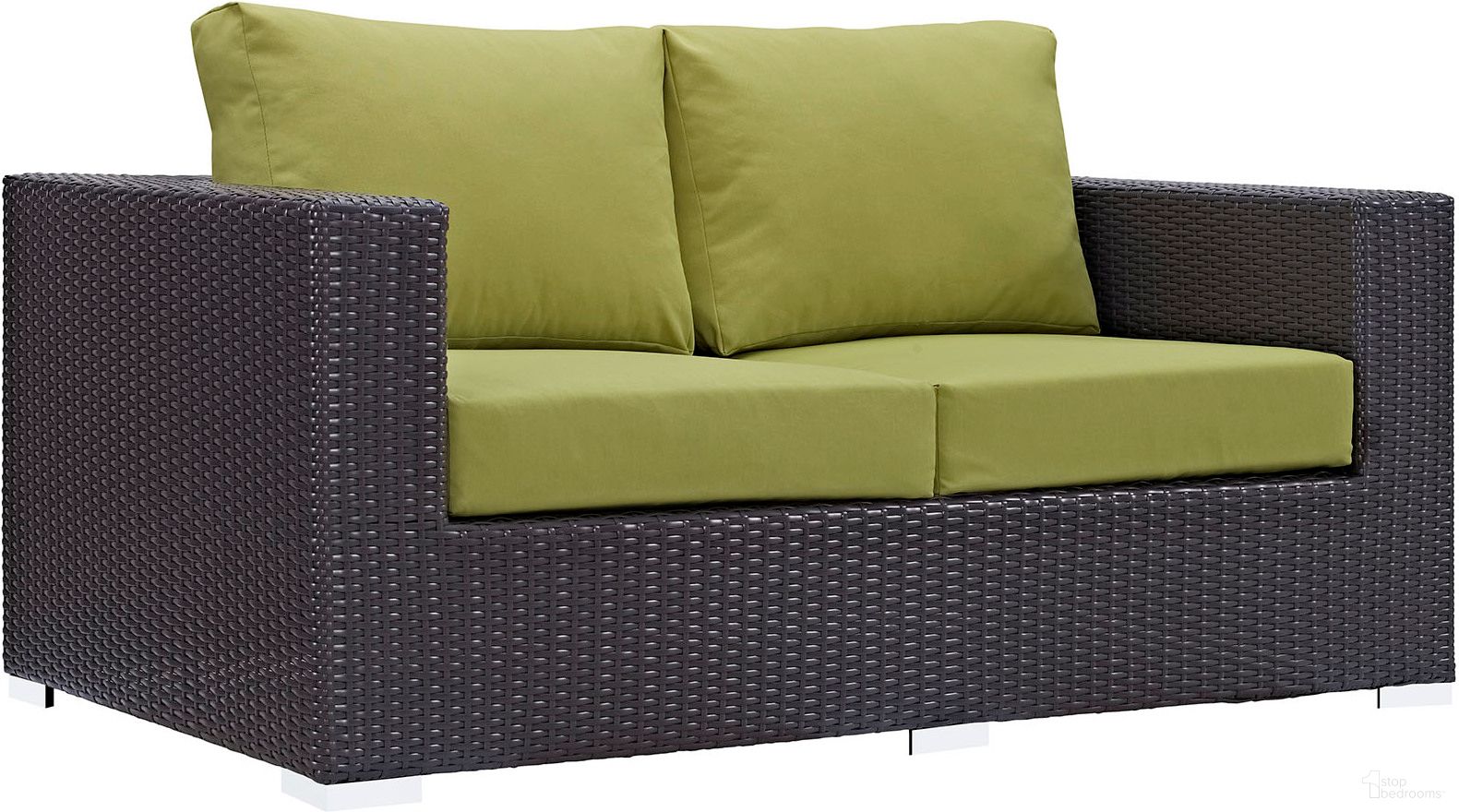 The appearance of Convene Espresso Peridot Outdoor Patio Loveseat EEI-1907-EXP-PER designed by Modway in the modern / contemporary interior design. This espresso peridot piece of furniture was selected by 1StopBedrooms from Convene Collection to add a touch of cosiness and style into your home. Sku: EEI-1907-EXP-PER. Material: Polyester.