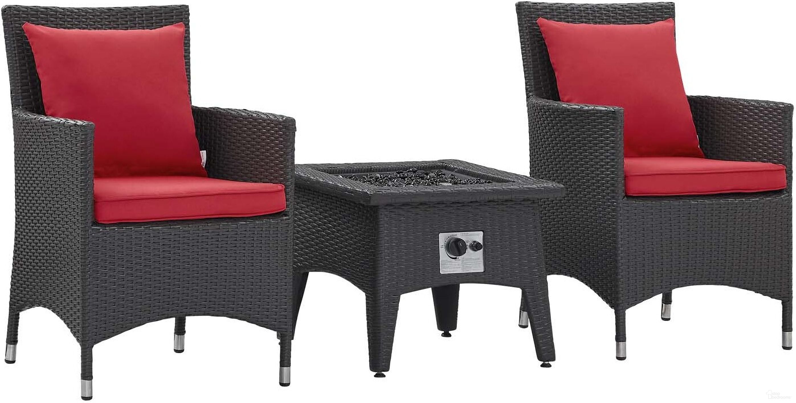 The appearance of Convene Espresso Red 3 Piece Set Outdoor Patio with Fire Pit EEI-3729-EXP-RED-SET designed by Modway in the modern / contemporary interior design. This espresso red piece of furniture was selected by 1StopBedrooms from Convene Collection to add a touch of cosiness and style into your home. Sku: EEI-1913-EXP;EEI-1913-RED;EEI-2990-EXP;EEI-1913-EXP;EEI-1913-RED. Material: Aluminum.