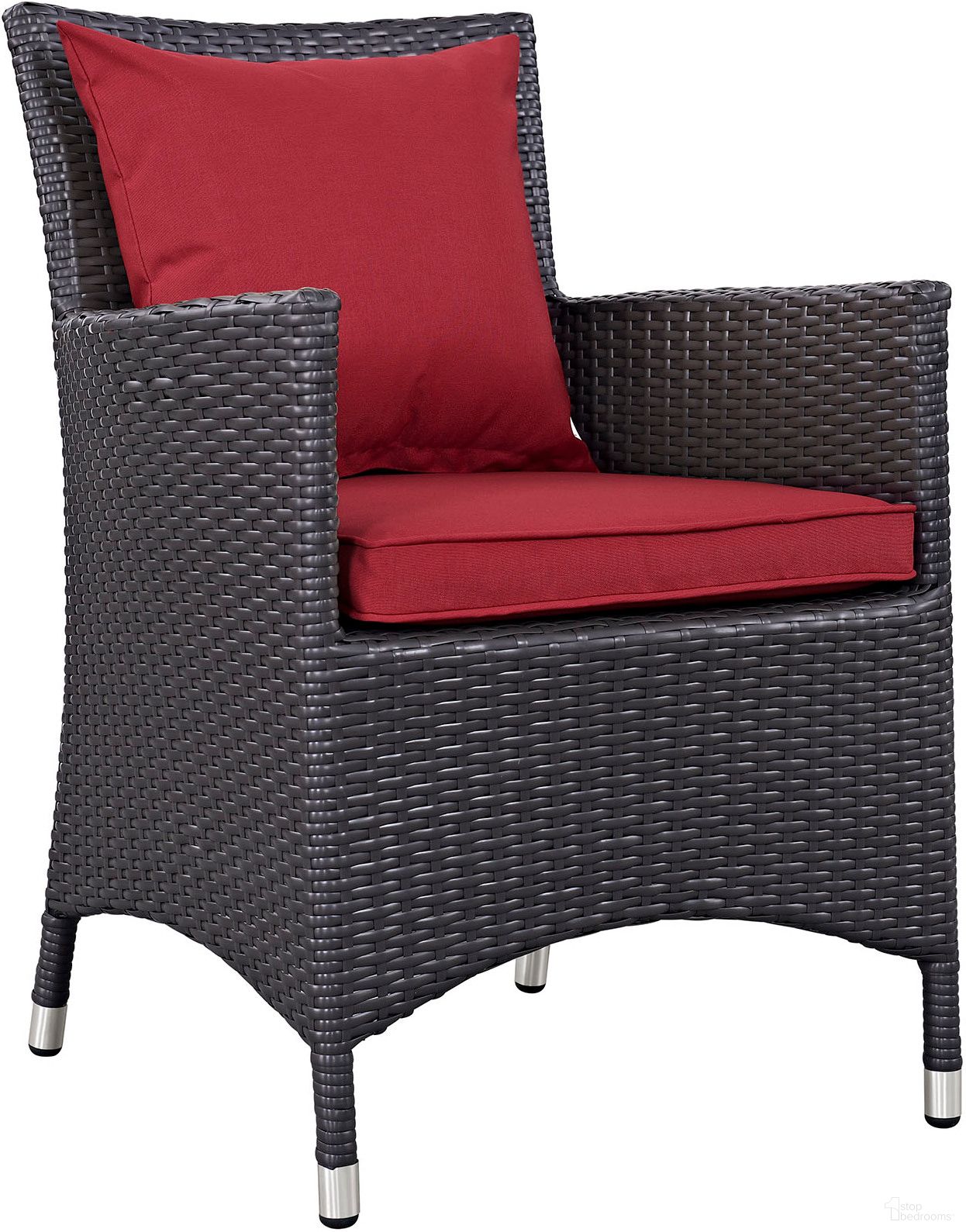 The appearance of Convene Espresso Red Dining Outdoor Patio Arm Chair designed by Modway in the modern / contemporary interior design. This espresso red piece of furniture was selected by 1StopBedrooms from Convene Collection to add a touch of cosiness and style into your home. Sku: EEI-1913-EXP-RED. Material: Rattan.