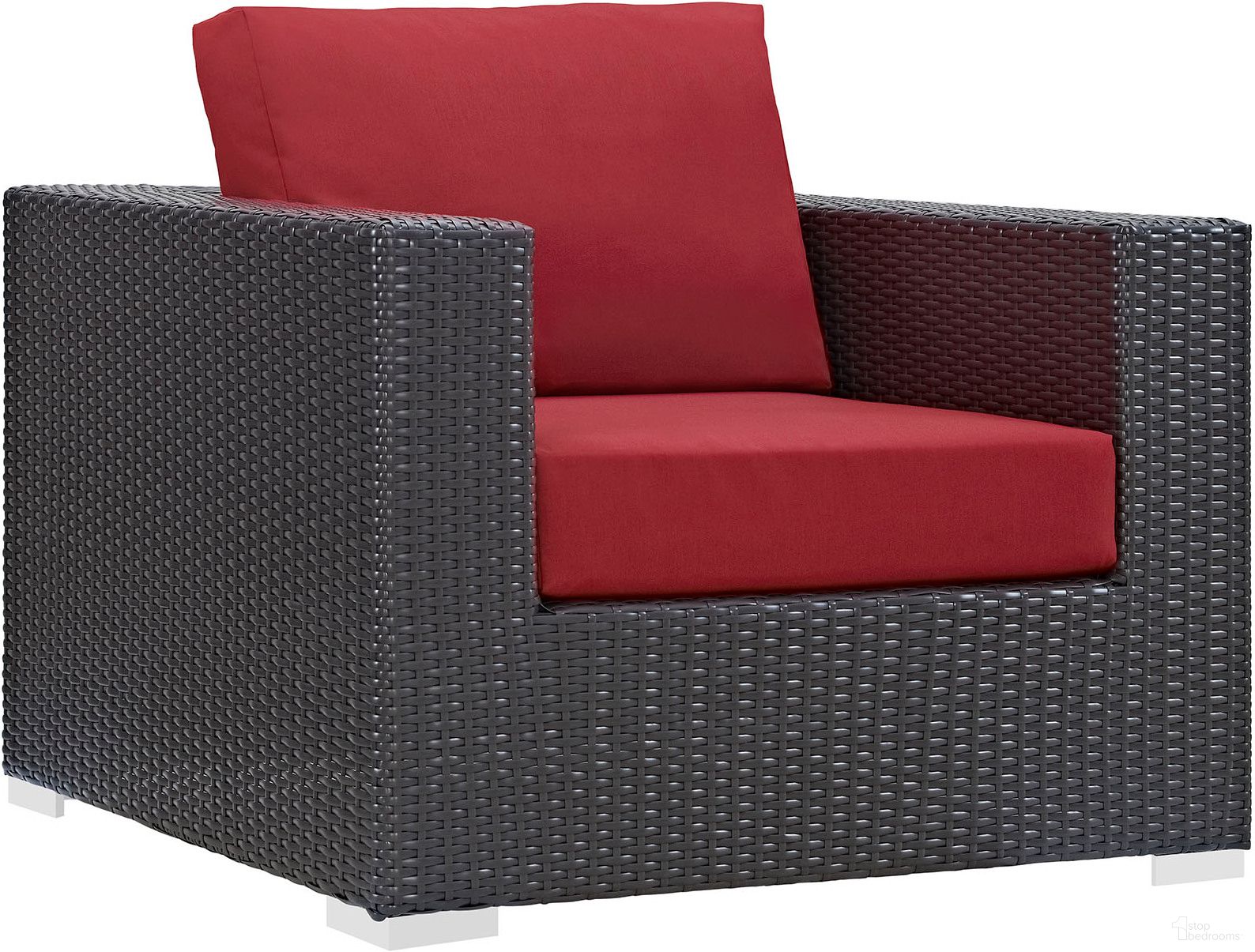 The appearance of Convene Espresso Red Outdoor Patio Arm Chair designed by Modway in the modern / contemporary interior design. This espresso red piece of furniture  was selected by 1StopBedrooms from Convene Collection to add a touch of cosiness and style into your home. Sku: EEI-1906-EXP-RED. Material: Steel.
