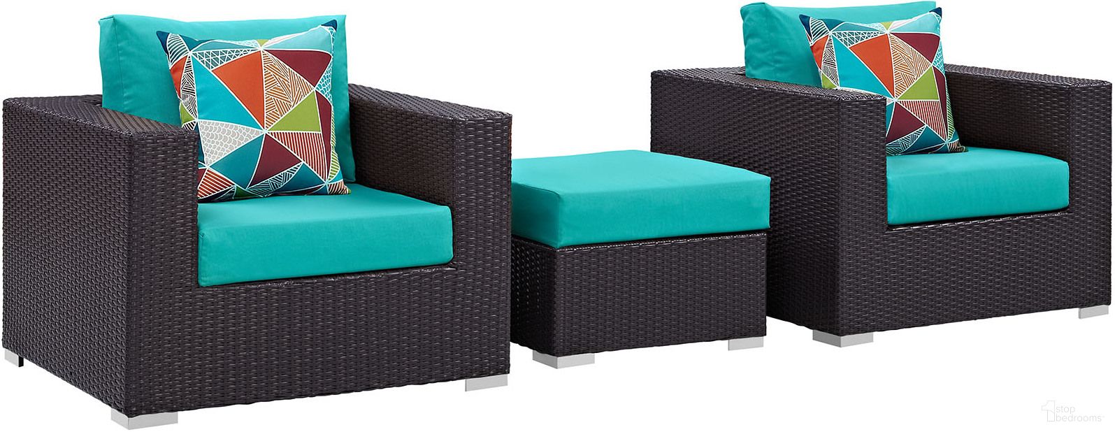 The appearance of Convene Espresso Turquoise 3 Piece Outdoor Patio Sofa Set EEI-2363-EXP-TRQ-SET designed by Modway in the modern / contemporary interior design. This espresso turquoise piece of furniture was selected by 1StopBedrooms from Convene Collection to add a touch of cosiness and style into your home. Sku: EEI-1906-EXP-TRQ-Y;EEI-1911-EXP-TRQ-Y;EEI-2156-MOS;EEI-1906-EXP-TRQ-Y. Material: Steel.