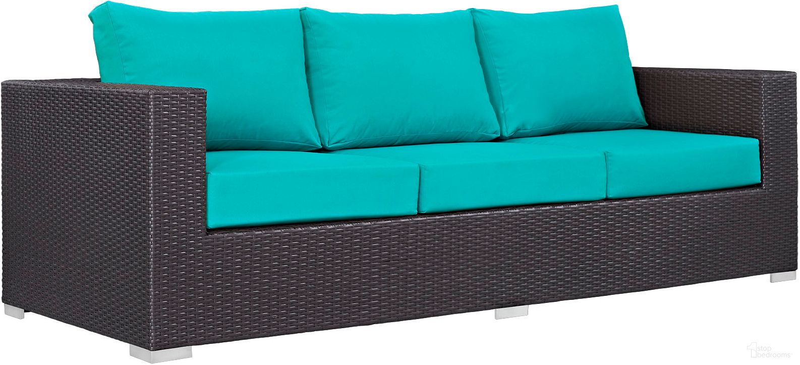 The appearance of Convene Espresso Turquoise Outdoor Patio Sofa designed by Modway in the modern / contemporary interior design. This espresso turquoise piece of furniture was selected by 1StopBedrooms from Convene Collection to add a touch of cosiness and style into your home. Sku: EEI-1844-EXP-TRQ. Material: Polyester.