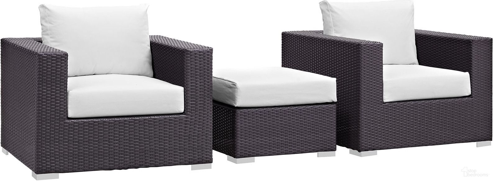 The appearance of Convene Espresso White 3 Piece Outdoor Patio Sofa Set EEI-2174-EXP-WHI-SET designed by Modway in the modern / contemporary interior design. This espresso white piece of furniture was selected by 1StopBedrooms from Convene Collection to add a touch of cosiness and style into your home. Sku: EEI-2174-EXP-WHI-SET. Material: Steel.