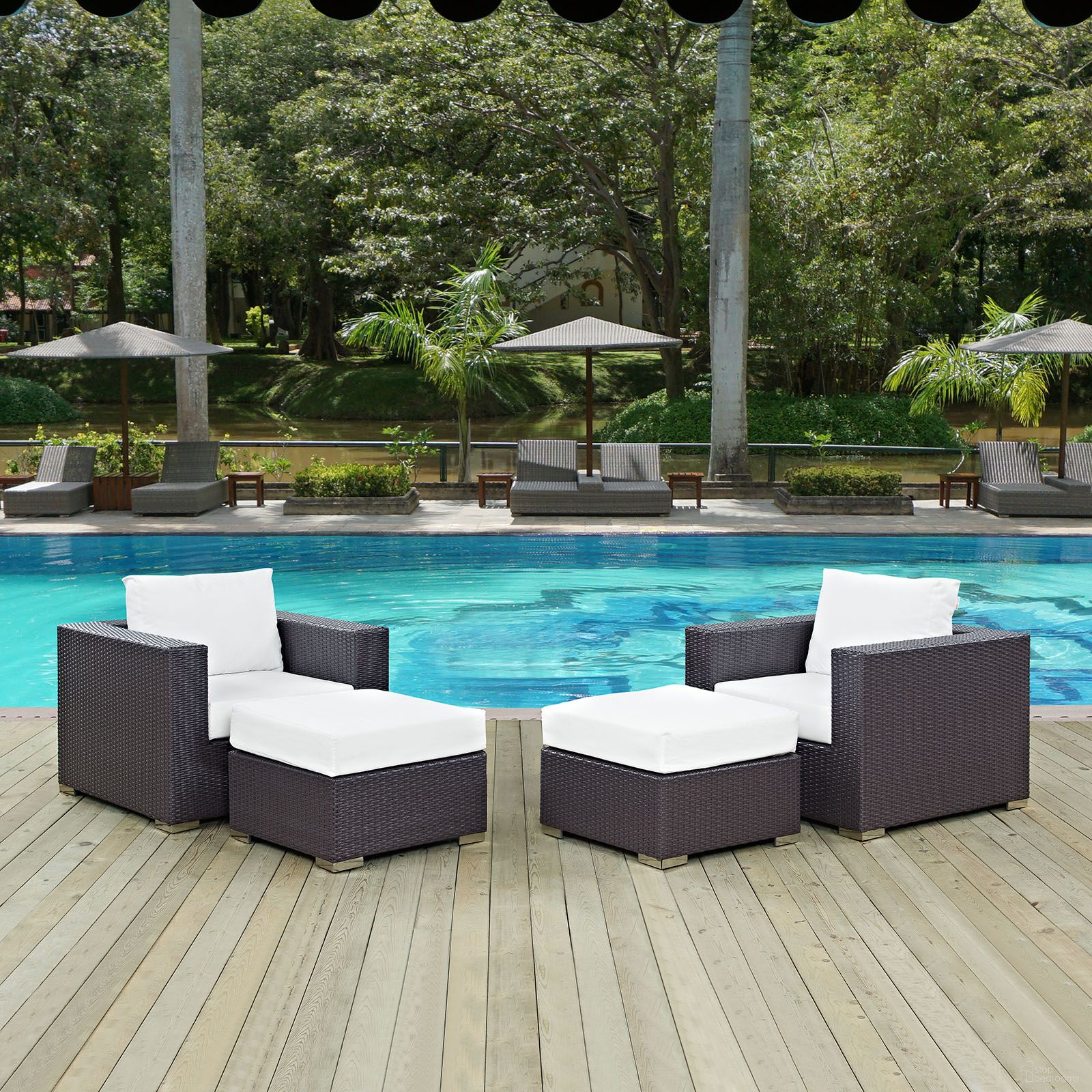 The appearance of Convene Espresso White 4 Piece Outdoor Patio Sectional Set designed by Modway in the modern / contemporary interior design. This espresso white piece of furniture was selected by 1StopBedrooms from Convene Collection to add a touch of cosiness and style into your home. Sku: EEI-1906-EXP-WHI-Y;EEI-1911-EXP-WHI-Y;EEI-1906-EXP-WHI-Y;EEI-1911-EXP-WHI-Y. Material: Steel.