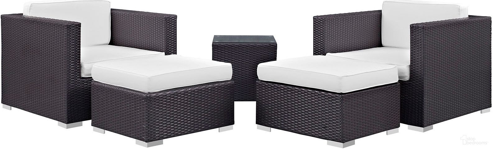 The appearance of Convene Espresso White 5 Piece Outdoor Patio Sectional Set EEI-1809-EXP-WHI-SET designed by Modway in the modern / contemporary interior design. This espresso white piece of furniture was selected by 1StopBedrooms from Convene Collection to add a touch of cosiness and style into your home. Sku: EEI-1809-EXP-WHI-SET. Material: Polyester.