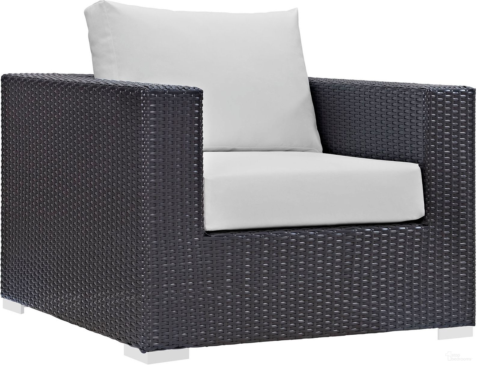 The appearance of Convene Espresso White Outdoor Patio Arm Chair designed by Modway in the modern / contemporary interior design. This espresso white piece of furniture  was selected by 1StopBedrooms from Convene Collection to add a touch of cosiness and style into your home. Sku: EEI-1906-EXP-WHI. Material: Steel.