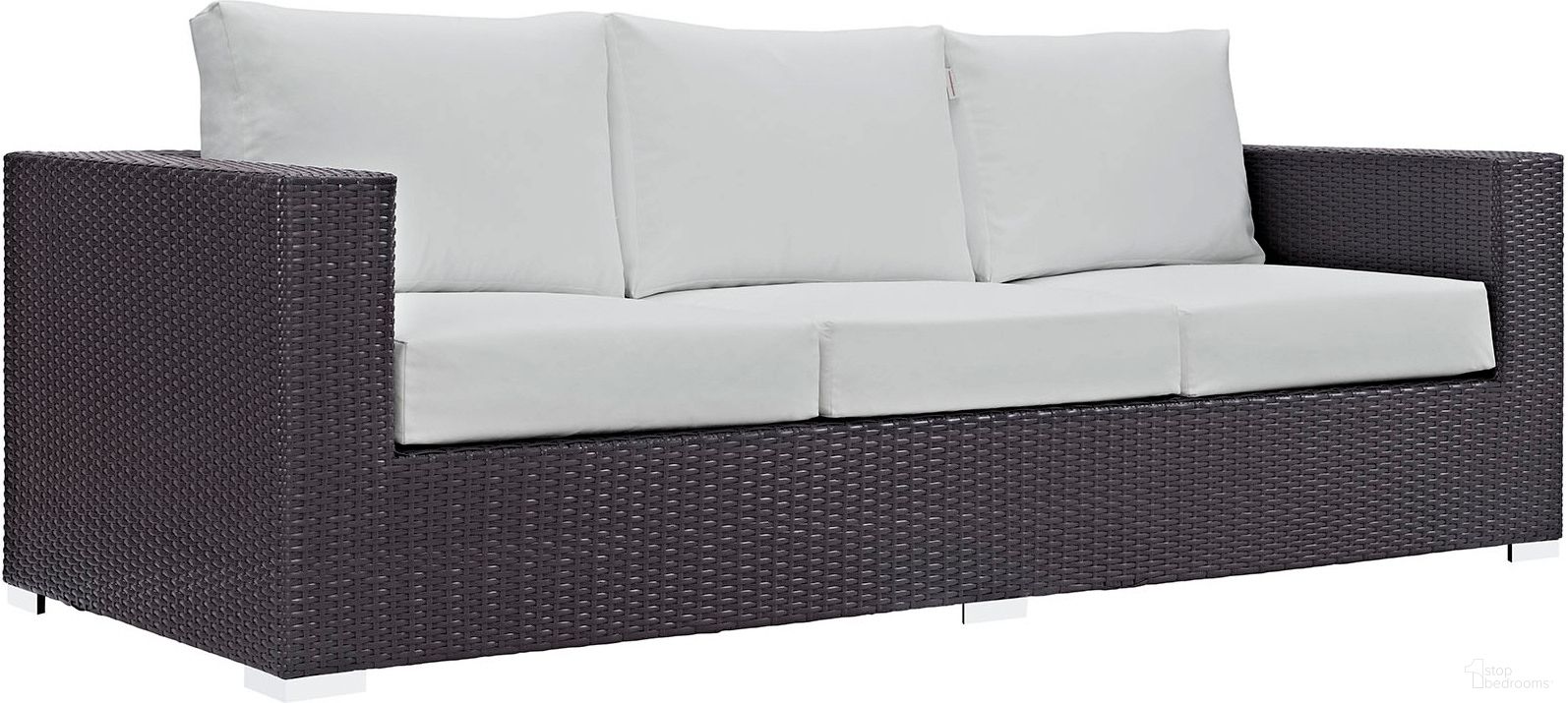 The appearance of Convene Espresso White Outdoor Patio Sofa designed by Modway in the modern / contemporary interior design. This espresso white piece of furniture  was selected by 1StopBedrooms from Convene Collection to add a touch of cosiness and style into your home. Sku: EEI-1844-EXP-WHI. Material: Polyester.