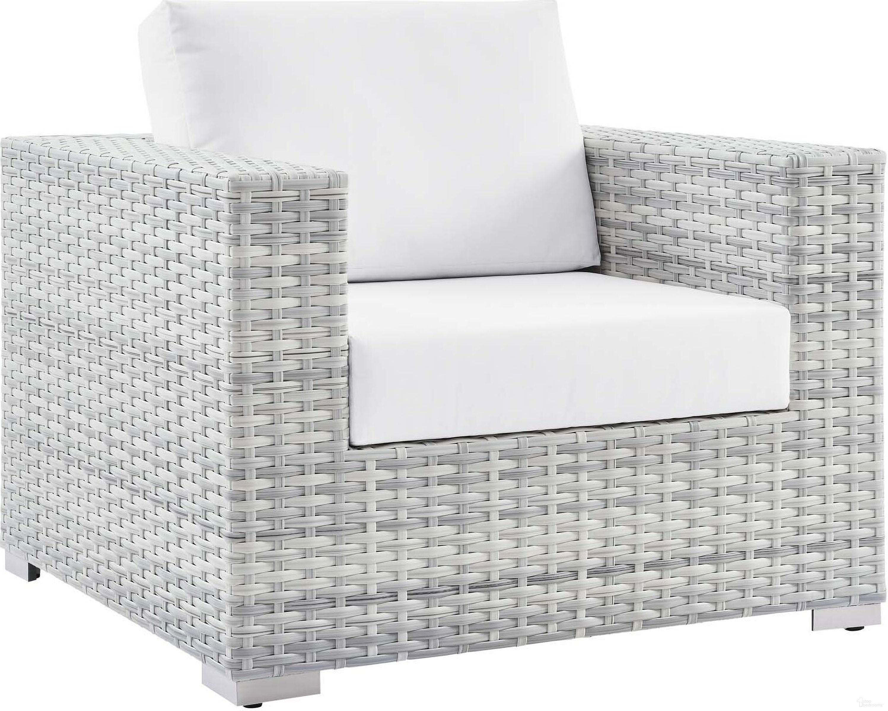 The appearance of Convene Outdoor Patio Arm Chair In Light Gray/White designed by Modway in the modern / contemporary interior design. This light gray white piece of furniture was selected by 1StopBedrooms from Convene Collection to add a touch of cosiness and style into your home. Sku: EEI-4297-LGR-WHI. Material: Polyester.