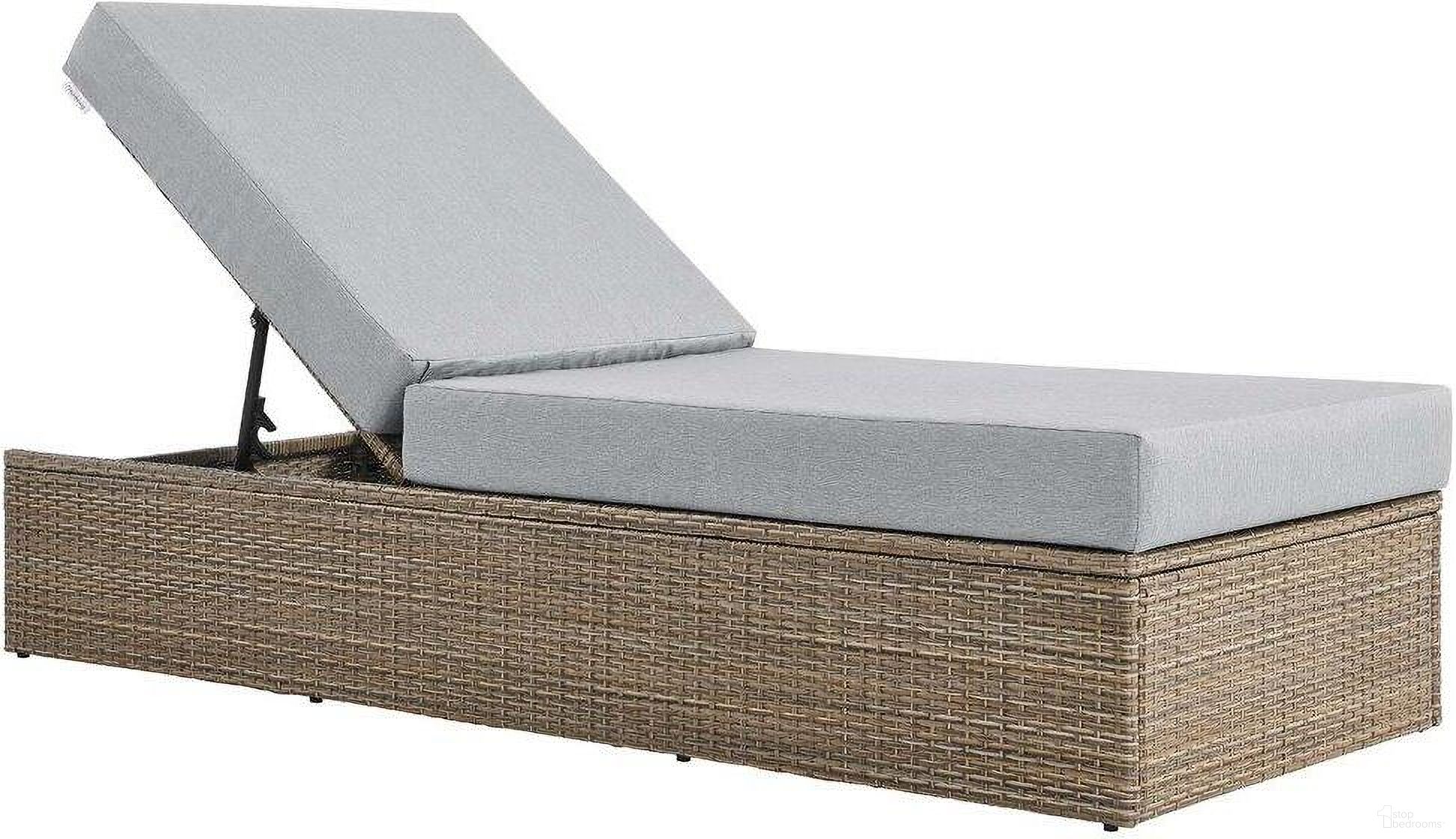 The appearance of Convene Outdoor Patio Chaise Lounge Chair In Cappuccino Gray designed by Modway in the transitional interior design. This cappuccino gray piece of furniture  was selected by 1StopBedrooms from Convene Collection to add a touch of cosiness and style into your home. Sku: EEI-6247-CAP-GRY. Material: Aluminum.