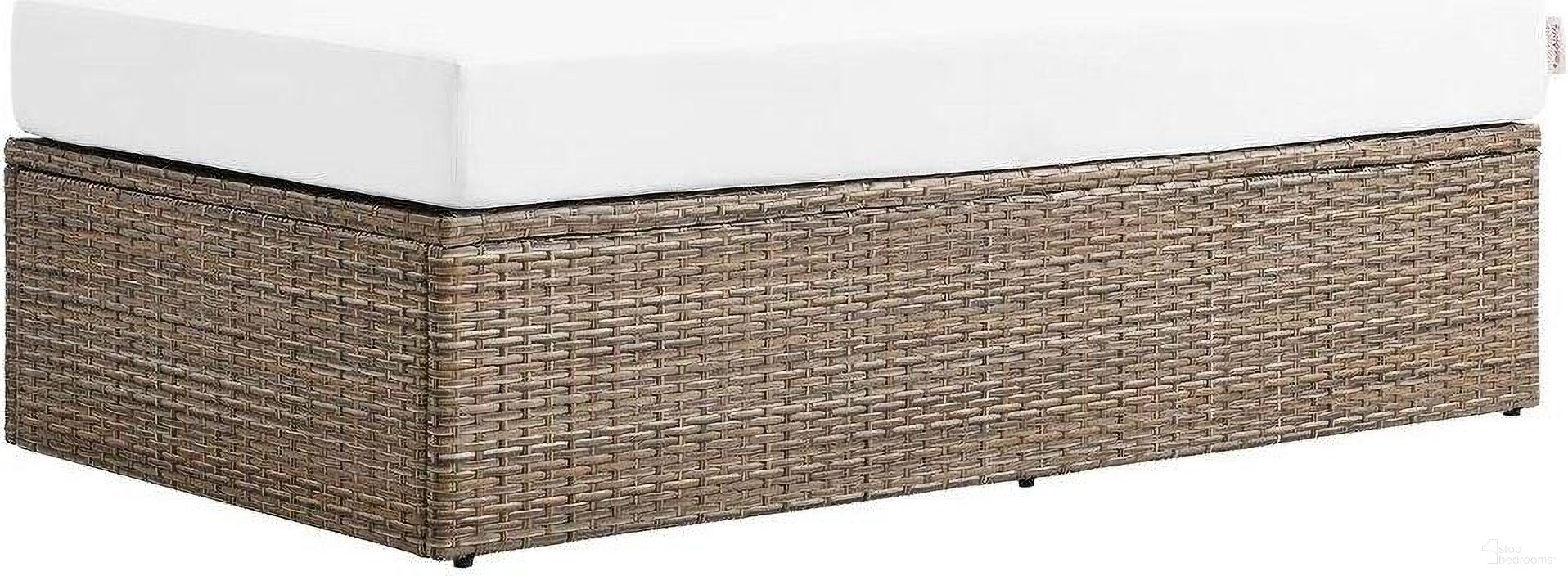 The appearance of Convene Outdoor Patio Rectangle Ottoman In Cappuccino White designed by Modway in the transitional interior design. This cappuccino white piece of furniture was selected by 1StopBedrooms from Convene Collection to add a touch of cosiness and style into your home. Sku: EEI-6248-CAP-WHI. Material: Fabric.