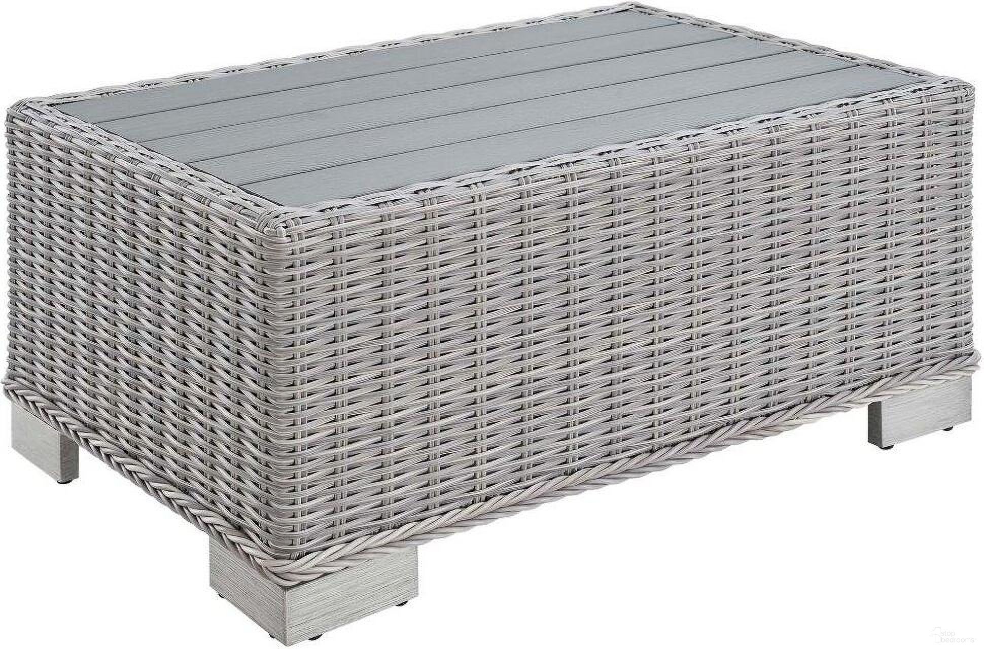 The appearance of Conway 32 Inch Outdoor Patio Wicker Rattan Coffee Table designed by Modway in the modern / contemporary interior design. This light gray piece of furniture was selected by 1StopBedrooms from Conway Collection to add a touch of cosiness and style into your home. Sku: EEI-3981-LGR. Table Top Shape: Rectangular. Material: Plastic.