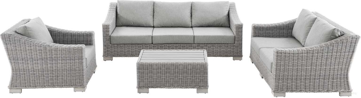 Conway 4-Piece Outdoor Patio Wicker Rattan Furniture Set EEI-5091-GRY