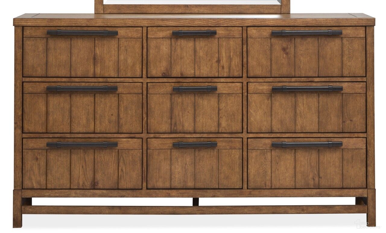 The appearance of Conway Drawer Dresser In Honey Wheat designed by Magnussen in the transitional interior design. This honey wheat piece of furniture  was selected by 1StopBedrooms from Conway Collection to add a touch of cosiness and style into your home. Sku: B6422-20. Material: Oak Veneer.