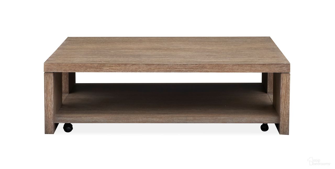 The appearance of Conway Square Cocktail Table With Casters In Spiced Brown designed by Magnussen in the transitional interior design. This spiced brown piece of furniture  was selected by 1StopBedrooms from Conway Collection to add a touch of cosiness and style into your home. Sku: T6315-41. Material: Oak Veneer.