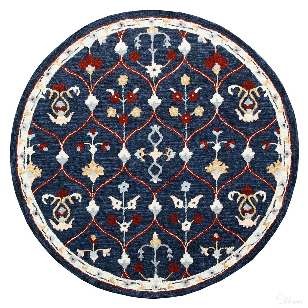 Conzi Trellis Hand-Tufted Wool Area Rug In Navy and Red