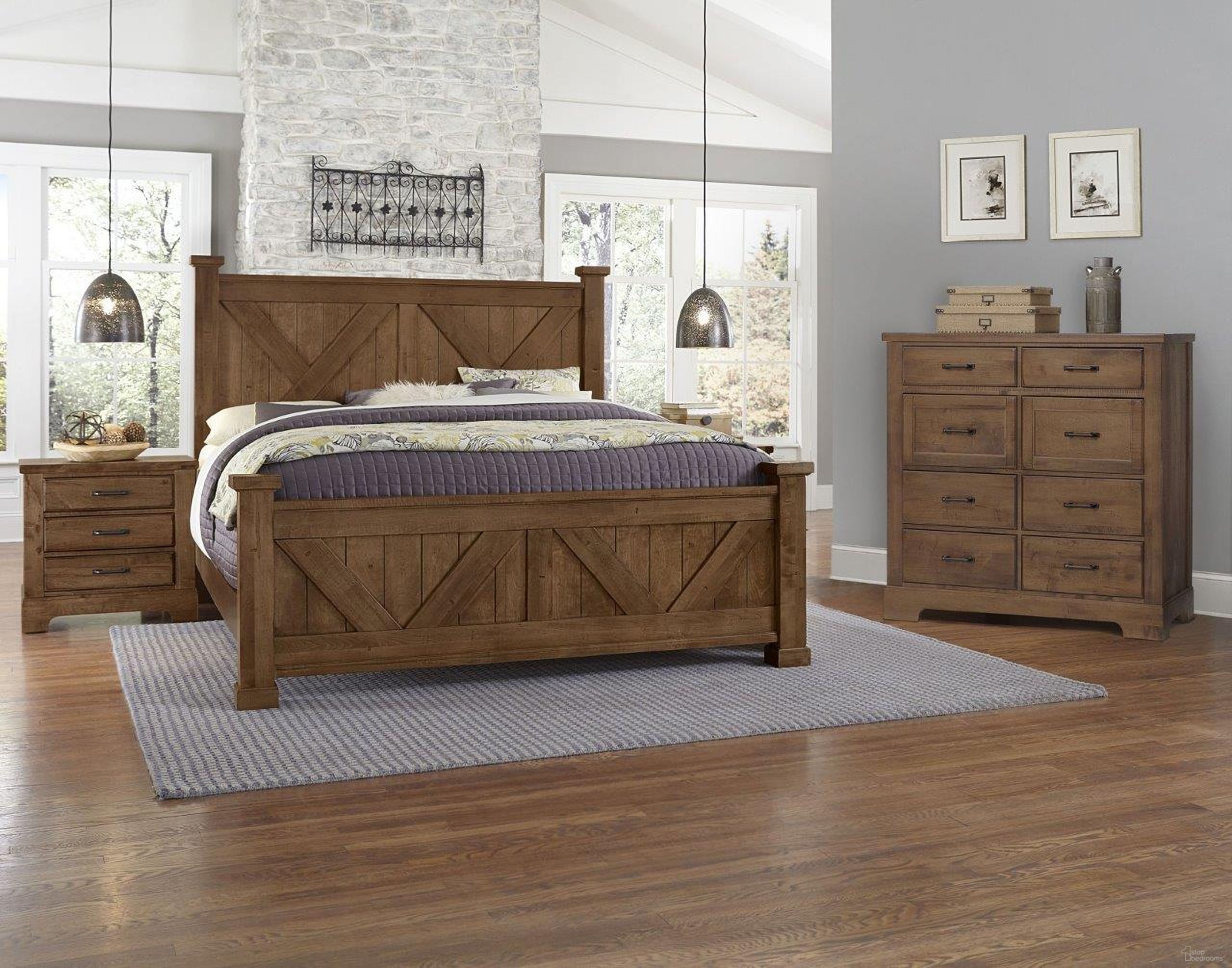 The appearance of Cool Rustic Amber Poster Bedroom Set With X Footboard designed by Artisan & Post in the transitional interior design. This amber piece of furniture was selected by 1StopBedrooms from Cool Rustic Collection to add a touch of cosiness and style into your home. Sku: 174-557;174-755;174-922;174-227. Bed Type: Poster Bed. Bed Size: Queen. Material: Maple.