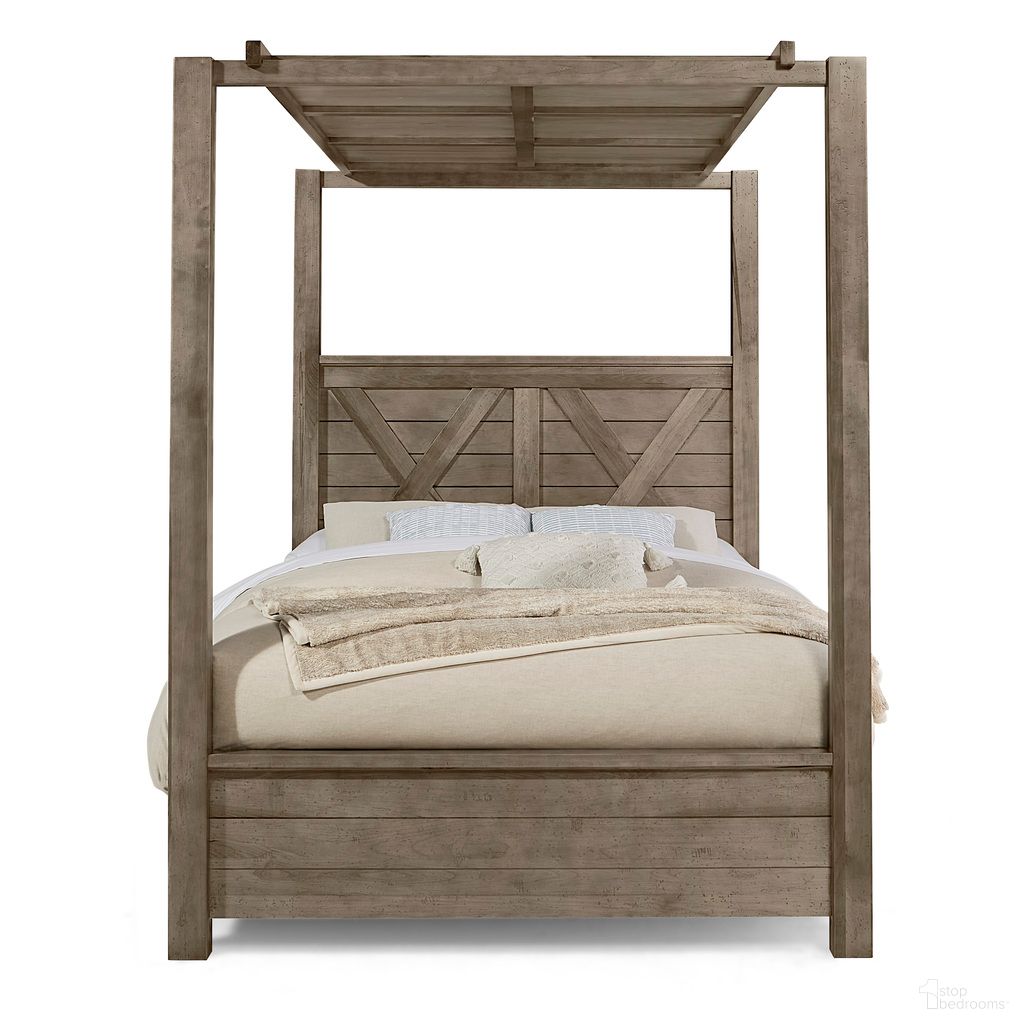 The appearance of Cool Rustic King Wood Panel Canopy Bed In Stone Grey designed by Artisan & Post in the transitional interior design. This stone grey piece of furniture was selected by 1StopBedrooms from Cool Rustic Collection to add a touch of cosiness and style into your home. Sku: 172-663;172-366;172-223;172-833;MS-MS2. Bed Type: Canopy Bed. Bed Size: King. Material: Solid Wood.