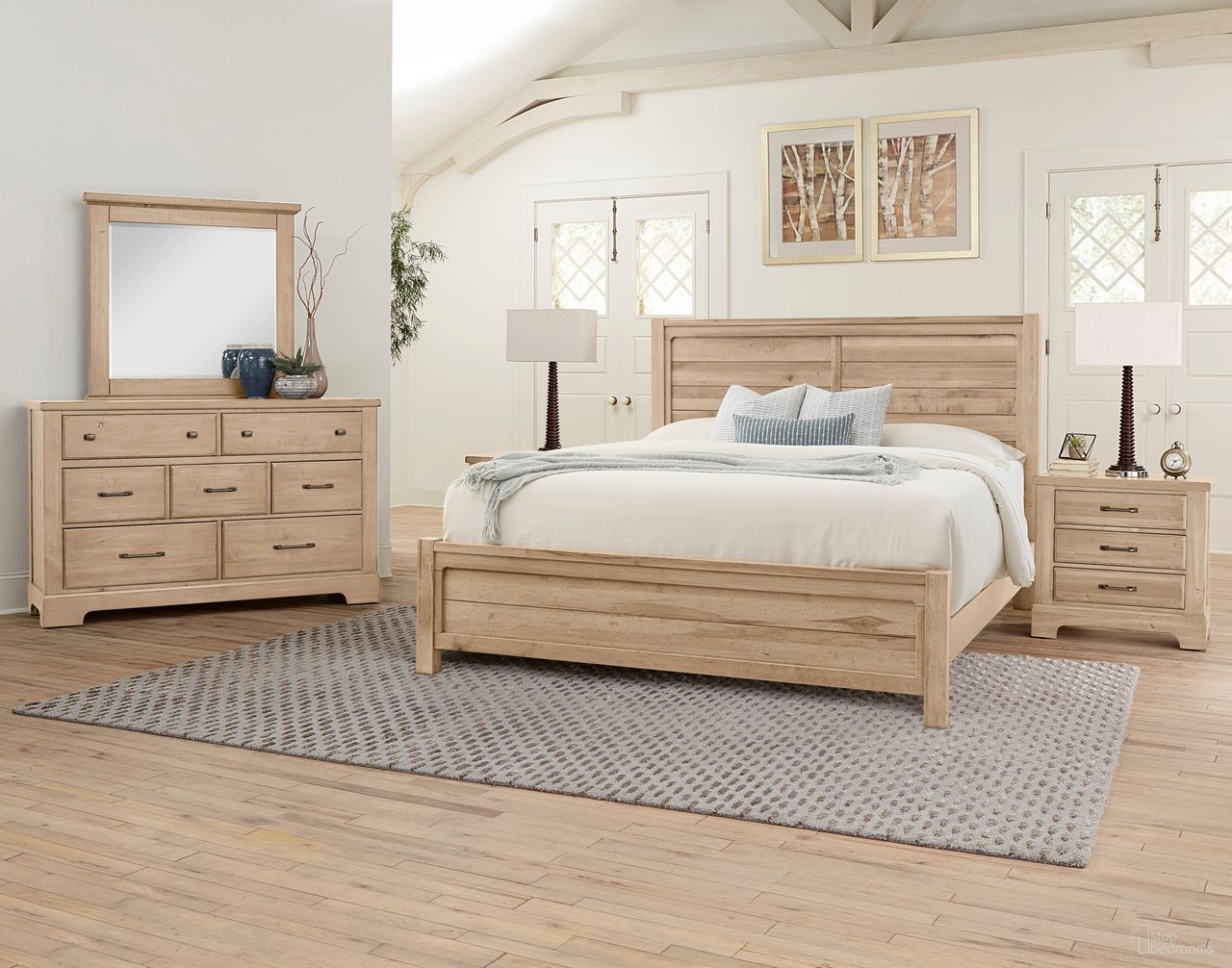 Cool Rustic Plank Bedroom Set In Clear Maple