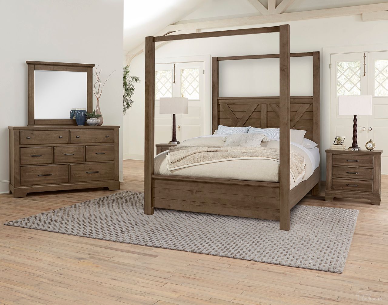 Cool Rustic Poster Bedroom Set In Mink