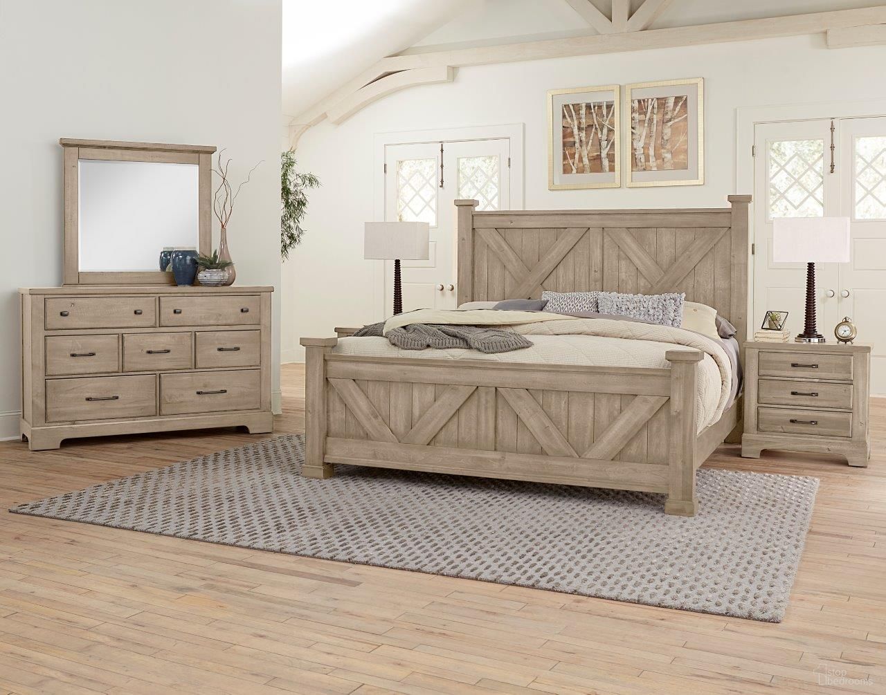 The appearance of Cool Rustic X Panel Bedroom Set In Clear Maple designed by Artisan & Post in the transitional interior design. This maple piece of furniture was selected by 1StopBedrooms from Cool Rustic Collection to add a touch of cosiness and style into your home. Sku: 176-557;176-755;176-922;176-227. Bed Type: Panel Bed. Bed Size: King. Material: Birch.