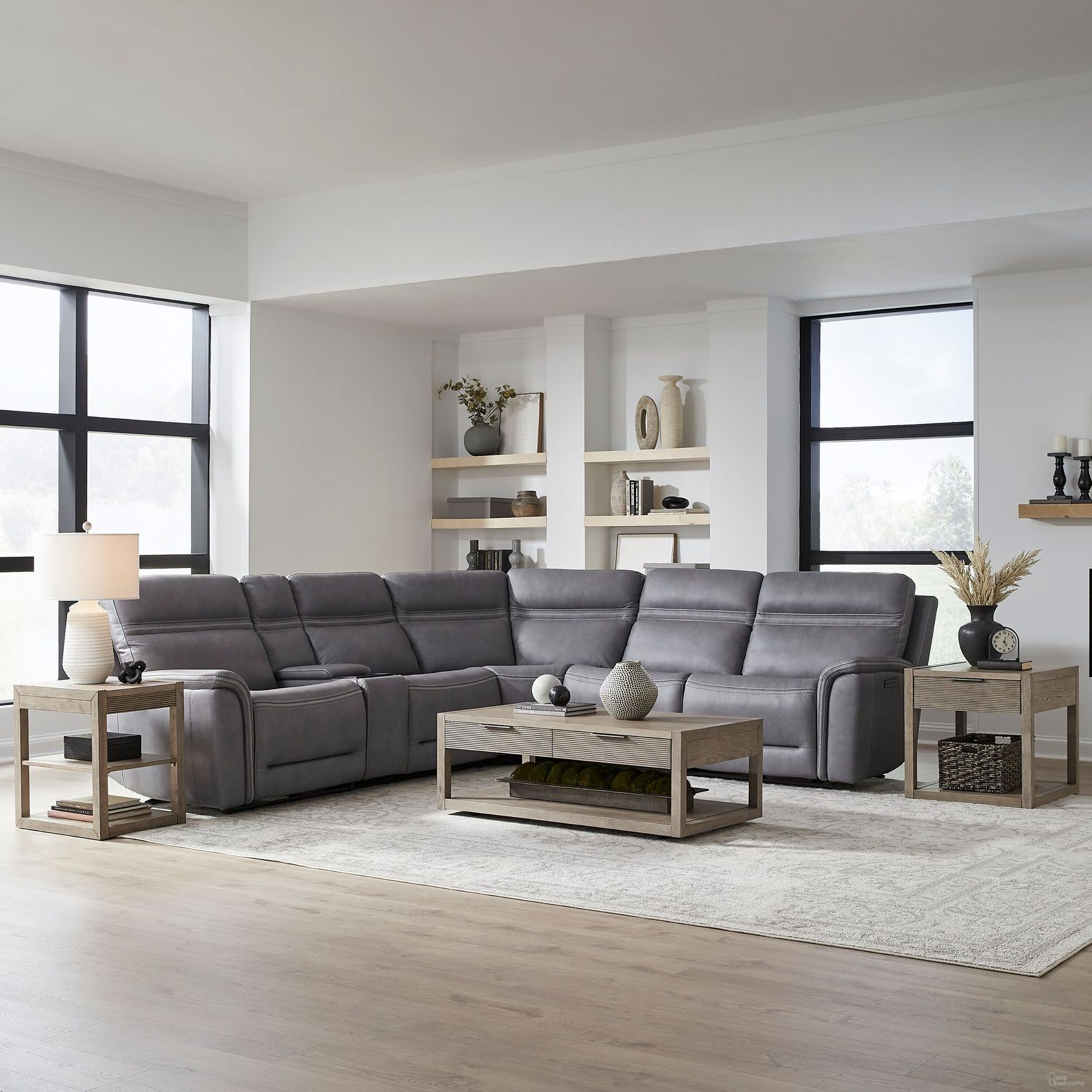 The appearance of Cooper 6 Piece Sectional In Blue Gray designed by Liberty in the transitional interior design. This blue gray piece of furniture was selected by 1StopBedrooms from Cooper Collection to add a touch of cosiness and style into your home. Sku: 7007BG-40A;7007BG-40C;7007BG-40W;7007BG-43AP;7007BG-43LP;7007BG-43RP. Material: Leather. Layout: L-Shape.