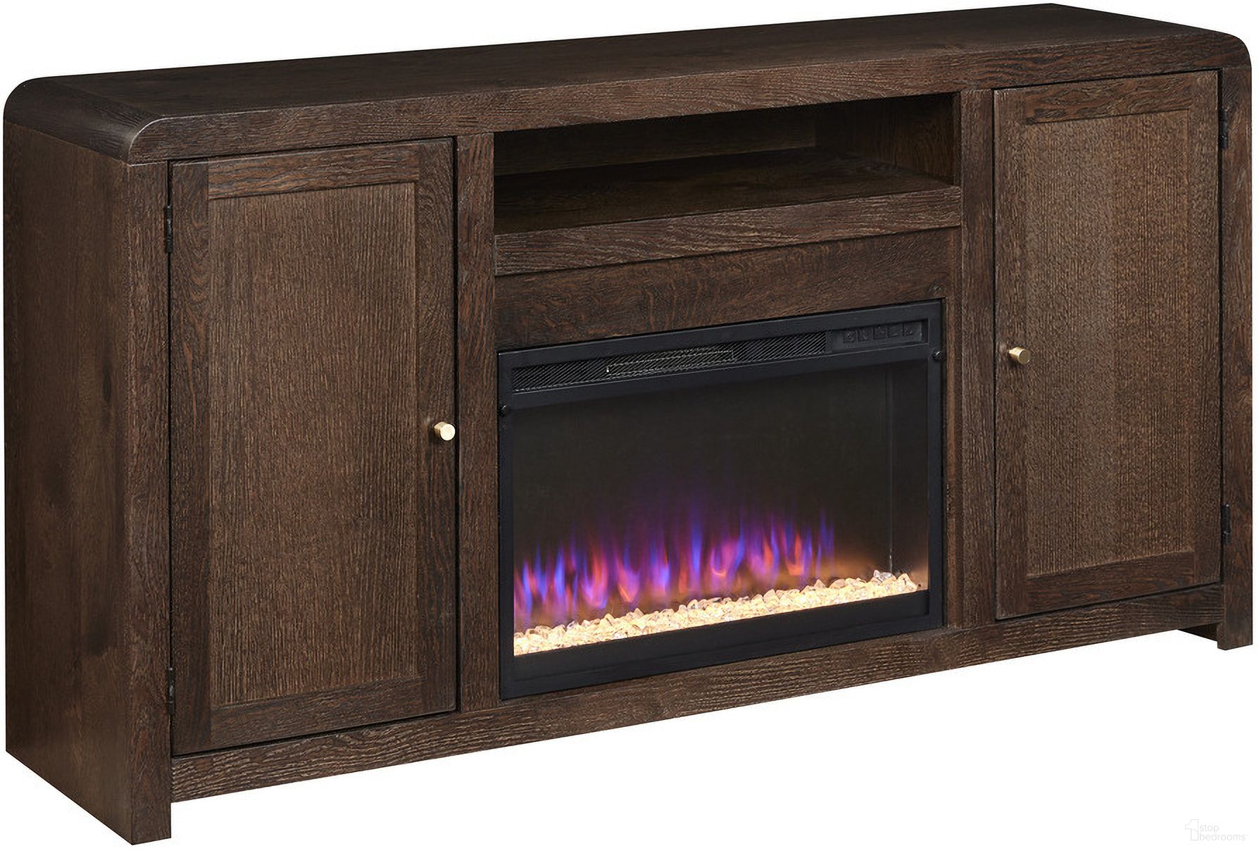 The appearance of Cooper 66 Inch Fireplace Console In Dark Cocoa designed by Aspenhome in the modern / contemporary interior design. This dark cocoa piece of furniture was selected by 1StopBedrooms from Cooper Collection to add a touch of cosiness and style into your home. Sku: KOO1940-DKC. Material: Wood.