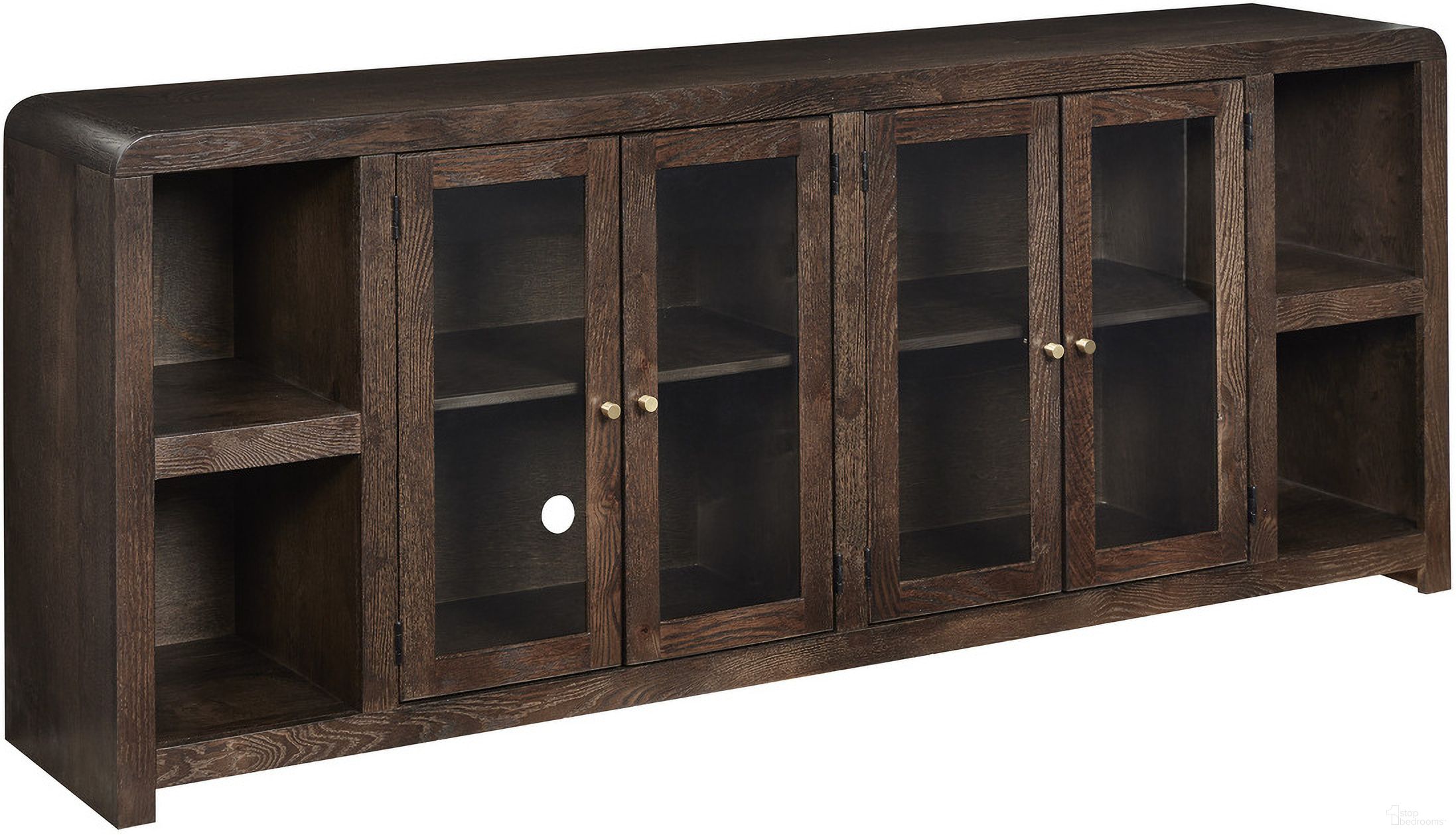 The appearance of Cooper 84 Inch Console with 4 Doors In Dark Cocoa designed by Aspenhome in the modern / contemporary interior design. This dark cocoa piece of furniture was selected by 1StopBedrooms from Cooper Collection to add a touch of cosiness and style into your home. Sku: KOO1260-DKC. Material: Wood.