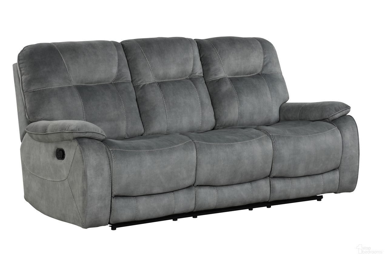 The appearance of Cooper Shadow Grey Manual Triple Reclining Sofa designed by Parker House in the transitional interior design. This grey piece of furniture was selected by 1StopBedrooms from Cooper Collection to add a touch of cosiness and style into your home. Sku: MCOO#833-SGR. Material: Polyester.