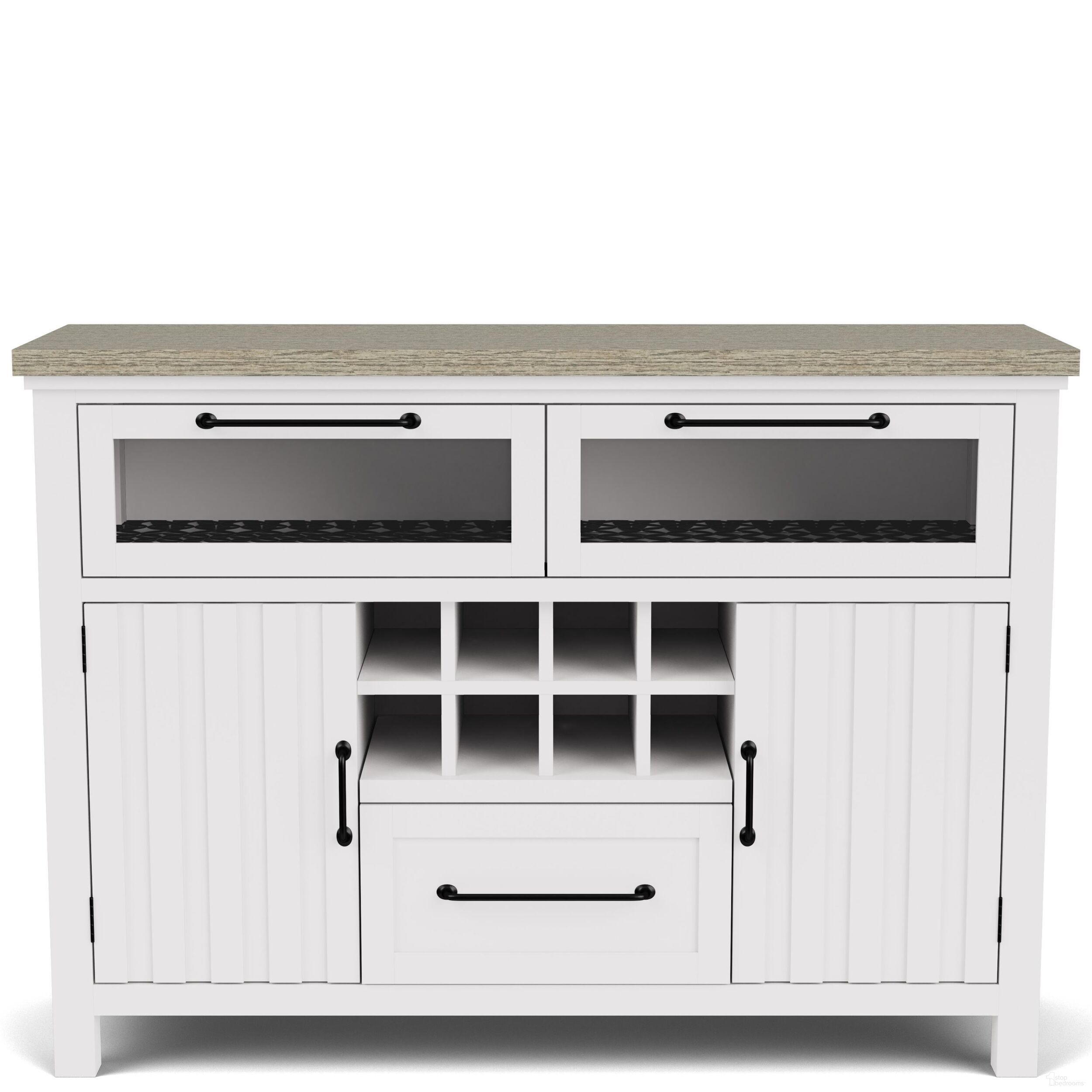The appearance of Cora Server In Cloud and Fog designed by Riverside Furniture in the country / farmhouse interior design. This cloud/fog piece of furniture was selected by 1StopBedrooms from Cora Collection to add a touch of cosiness and style into your home. Sku: 37256.