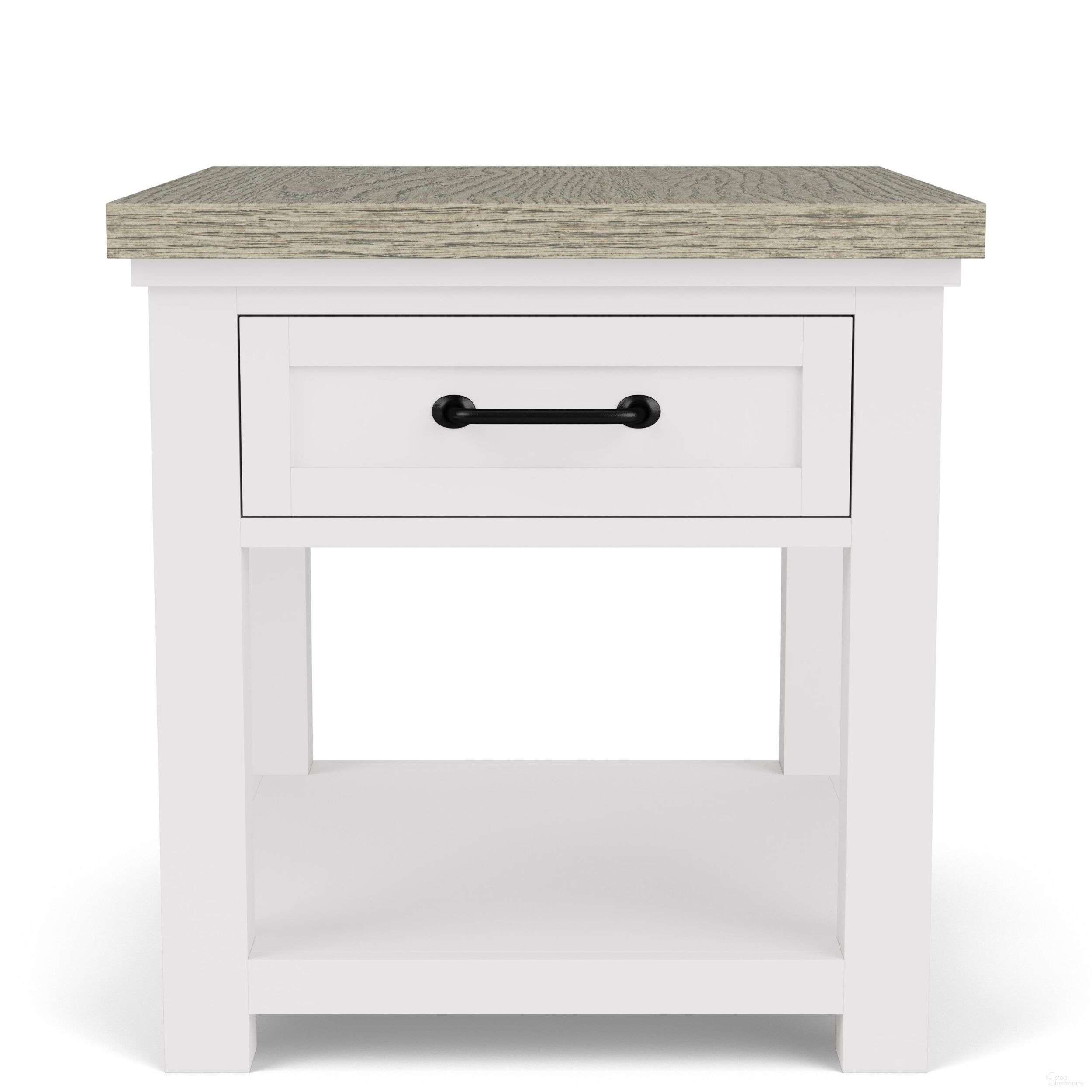 The appearance of Cora Side Table In Cloud and Fog designed by Riverside Furniture in the country / farmhouse interior design. This cloud/fog piece of furniture  was selected by 1StopBedrooms from Cora Collection to add a touch of cosiness and style into your home. Sku: 37209. Material: Oak Veneer.