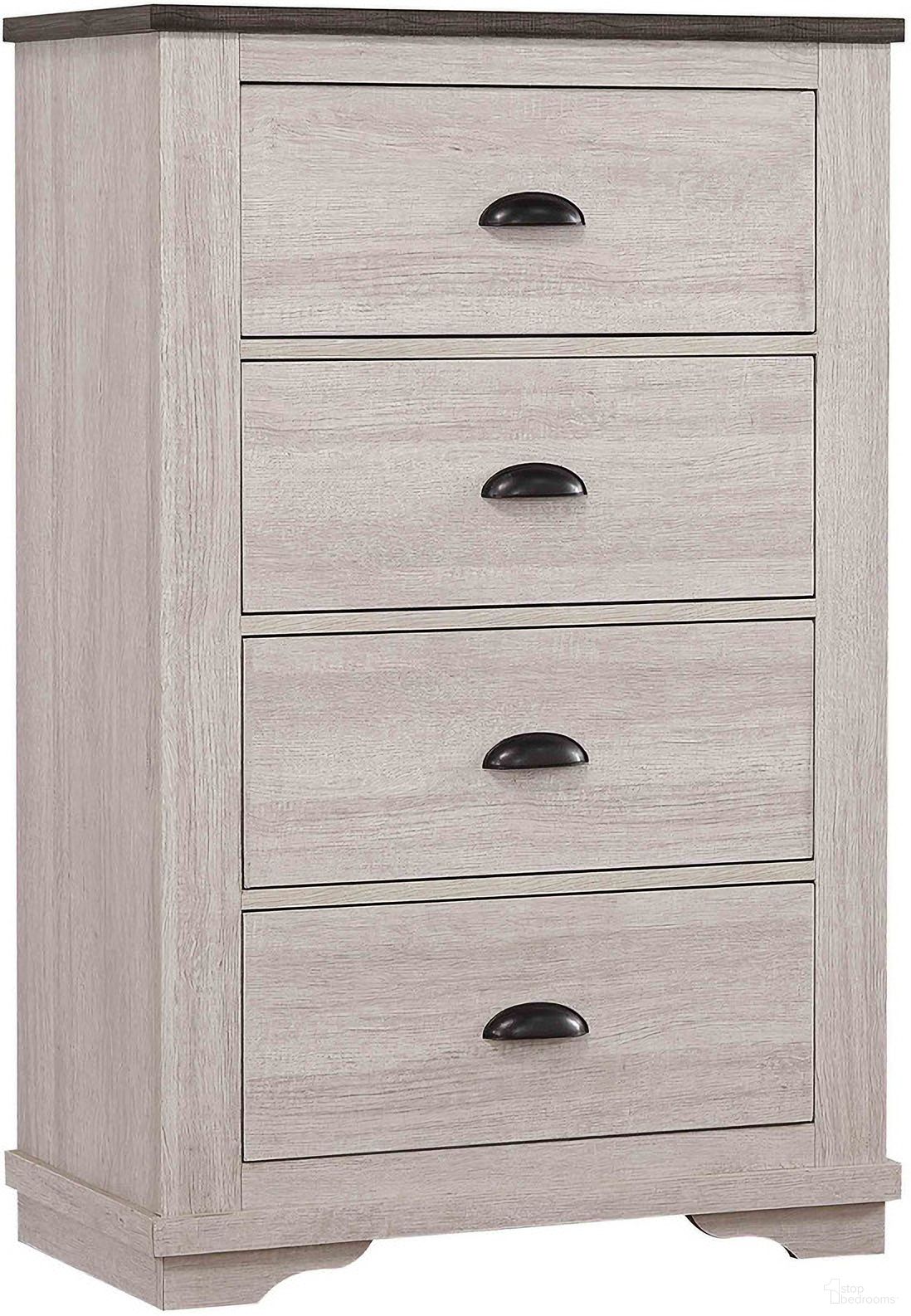 The appearance of Coralee Chest In Chalk and Grey designed by Crown Mark in the rustic / southwestern interior design. This chalk and gray piece of furniture  was selected by 1StopBedrooms from Coralee Collection to add a touch of cosiness and style into your home. Sku: B8130-4. Material: MDF.