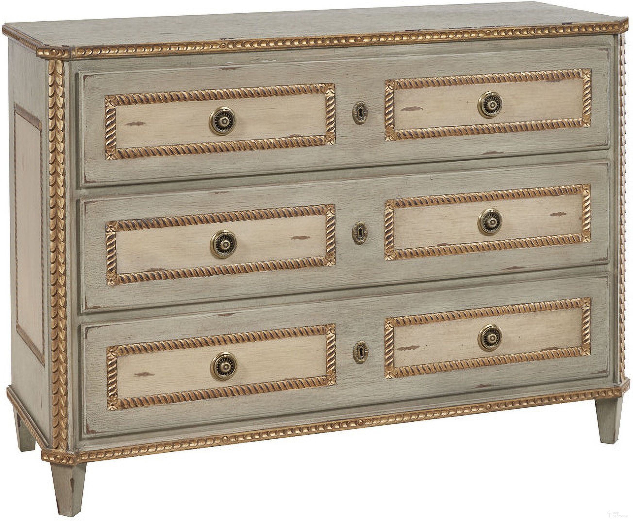 The appearance of Corbett Chest In Grey and Cream designed by Century Furniture in the modern / contemporary interior design. This grey and cream piece of furniture  was selected by 1StopBedrooms from Monarch Collection to add a touch of cosiness and style into your home. Sku: MN5675. Material: Poplar Solid.