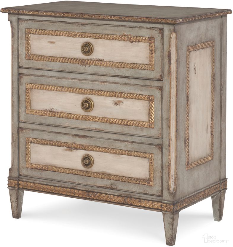 The appearance of Corbett Nightstand In Sage Green and Cream designed by Century Furniture in the modern / contemporary interior design. This sage green and cream piece of furniture  was selected by 1StopBedrooms from Monarch Collection to add a touch of cosiness and style into your home. Sku: MN5689. Material: Poplar Solid.