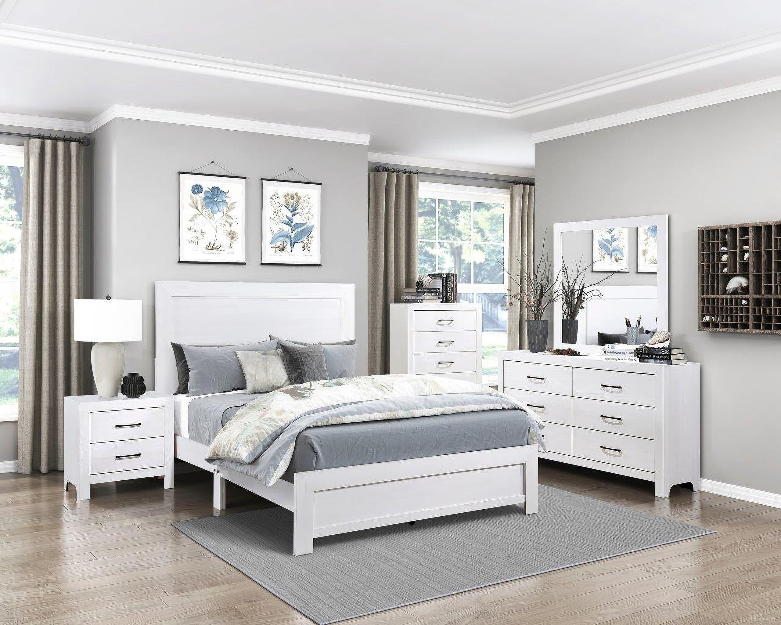 The appearance of Corbin Bedroom Set In White designed by Homelegance in the transitional interior design. This white piece of furniture was selected by 1StopBedrooms from Corbin Collection to add a touch of cosiness and style into your home. Sku: 1534WH-1;1534WH-4. Material: Wood. Bed Size: Queen.