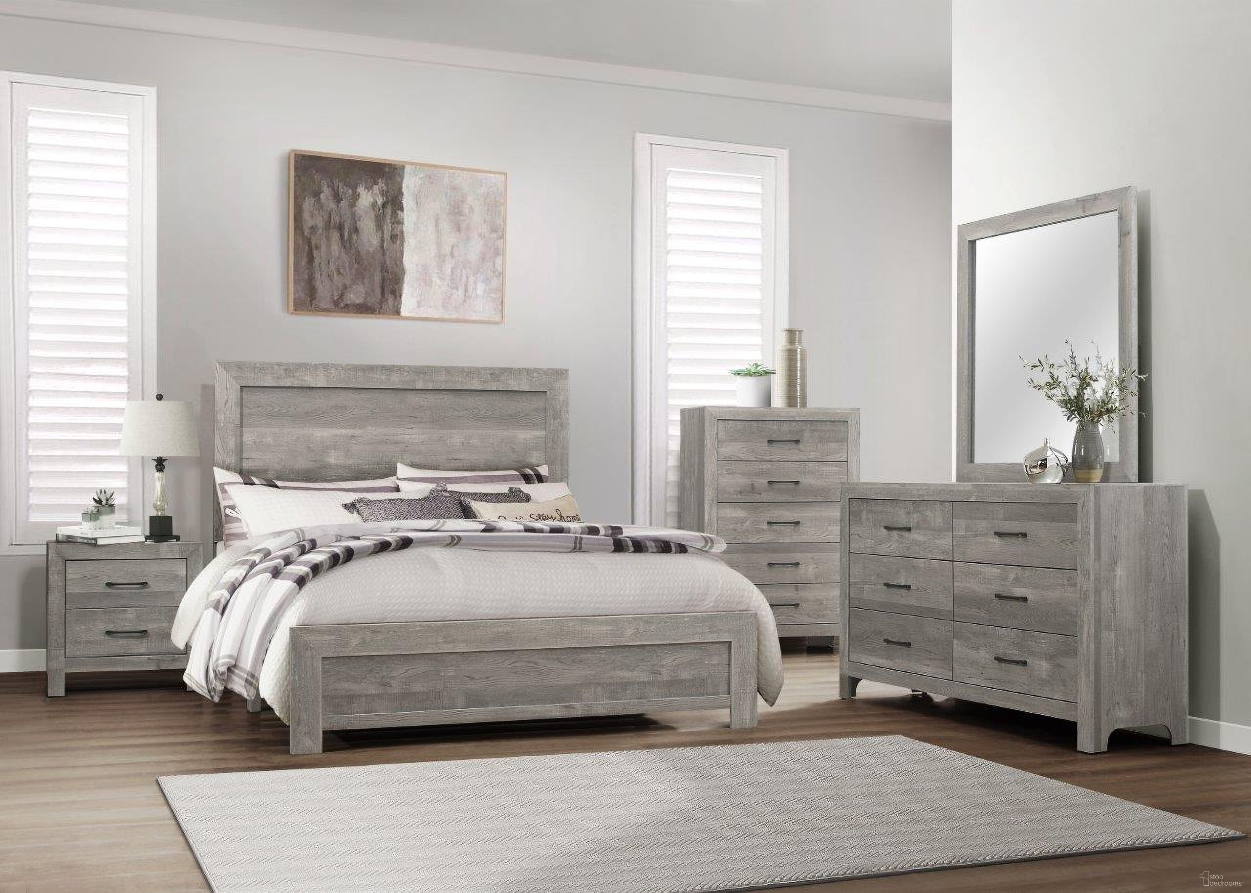 The appearance of Corbin Gray Panel Bedroom Set designed by Homelegance in the transitional interior design. This gray piece of furniture was selected by 1StopBedrooms from Corbin Collection to add a touch of cosiness and style into your home. Sku: 1534GY-1;1534GY-4. Bed Type: Panel Bed. Material: Wood. Bed Size: Queen.