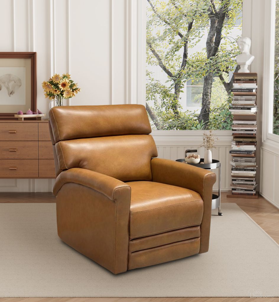 The appearance of Corbyn Power Recliner with Heads-Up Power Forward Head Rest In Elwood Saddle designed by BarcaLounger in the transitional interior design. This elwood saddle piece of furniture was selected by 1StopBedrooms from Corbyn Collection to add a touch of cosiness and style into your home. Sku: 9PH1548379084. Material: Leather Match.