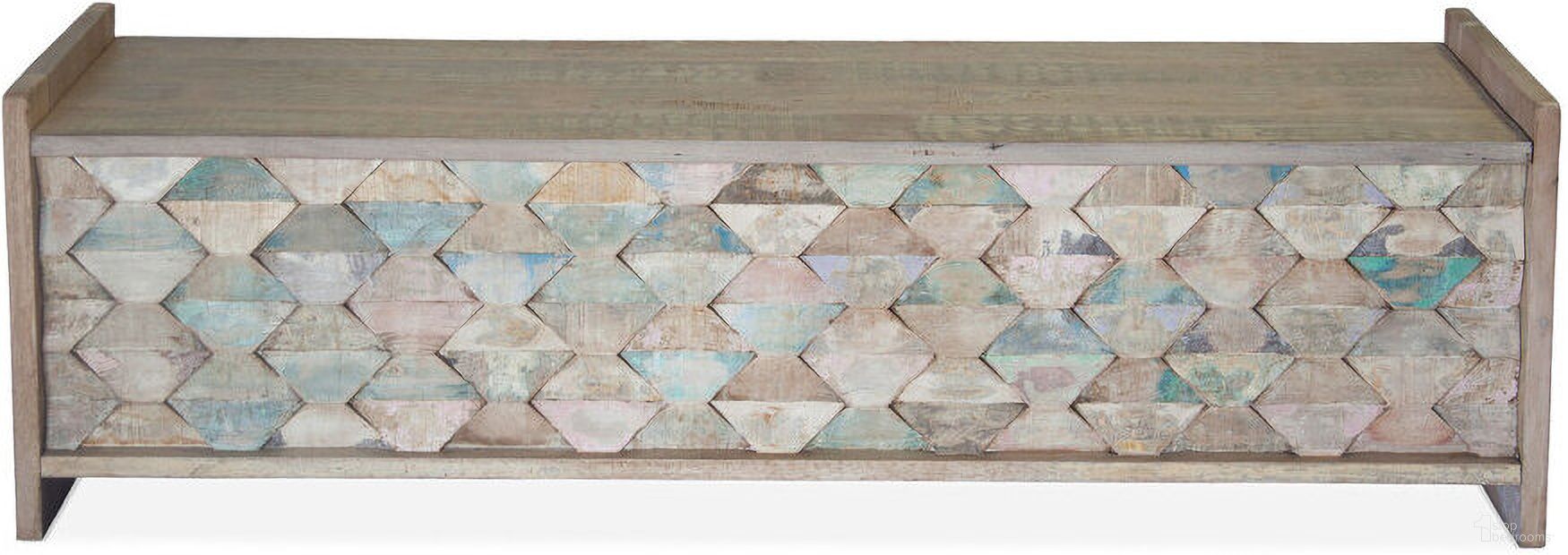 The appearance of Cordoba Storage Bench with Reclaimed Wood In Vintage Teal designed by Home Trends and Design in the coastal interior design. This teal piece of furniture  was selected by 1StopBedrooms from Cordoba Collection to add a touch of cosiness and style into your home. Sku: ZWCDBBN60. Material: Teak Wood.