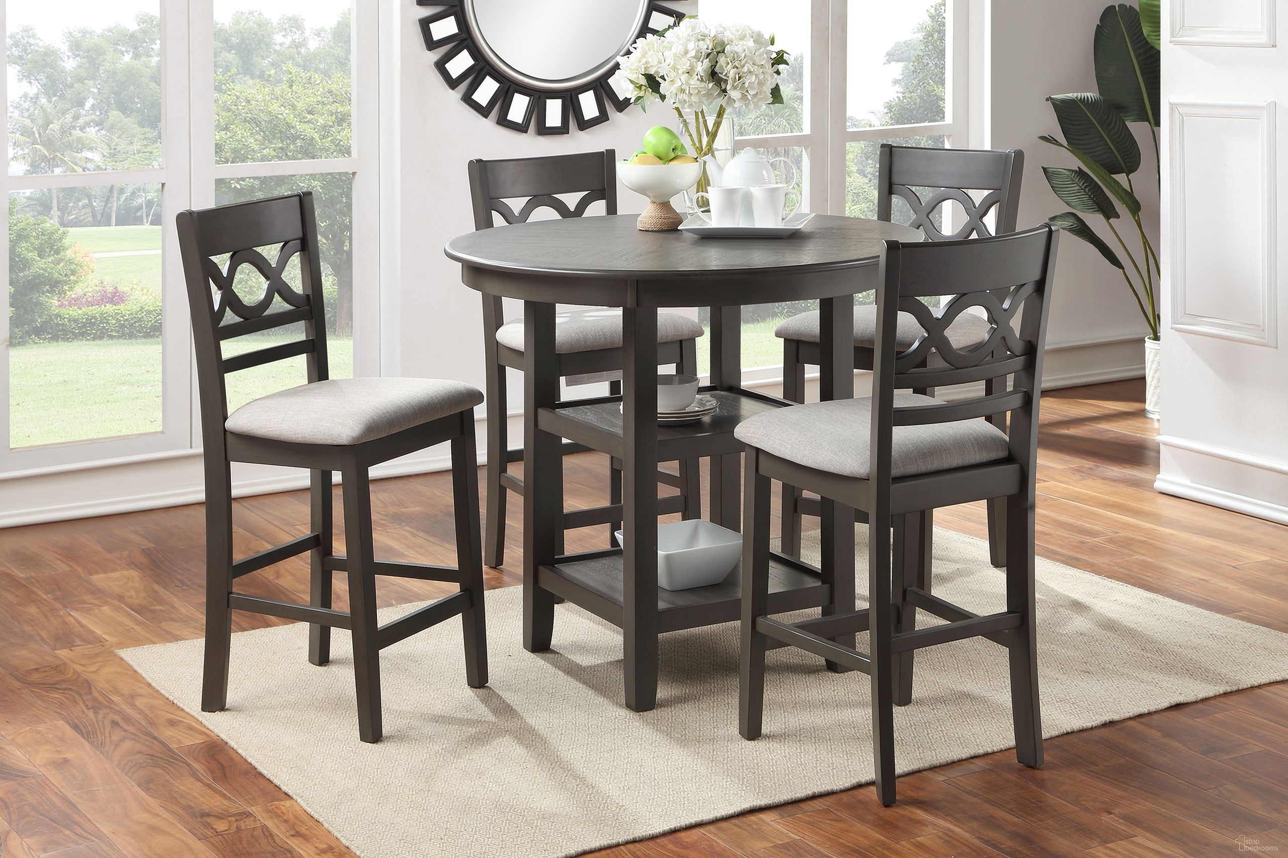 Cori 5 Piece Counter Table Set In Gray