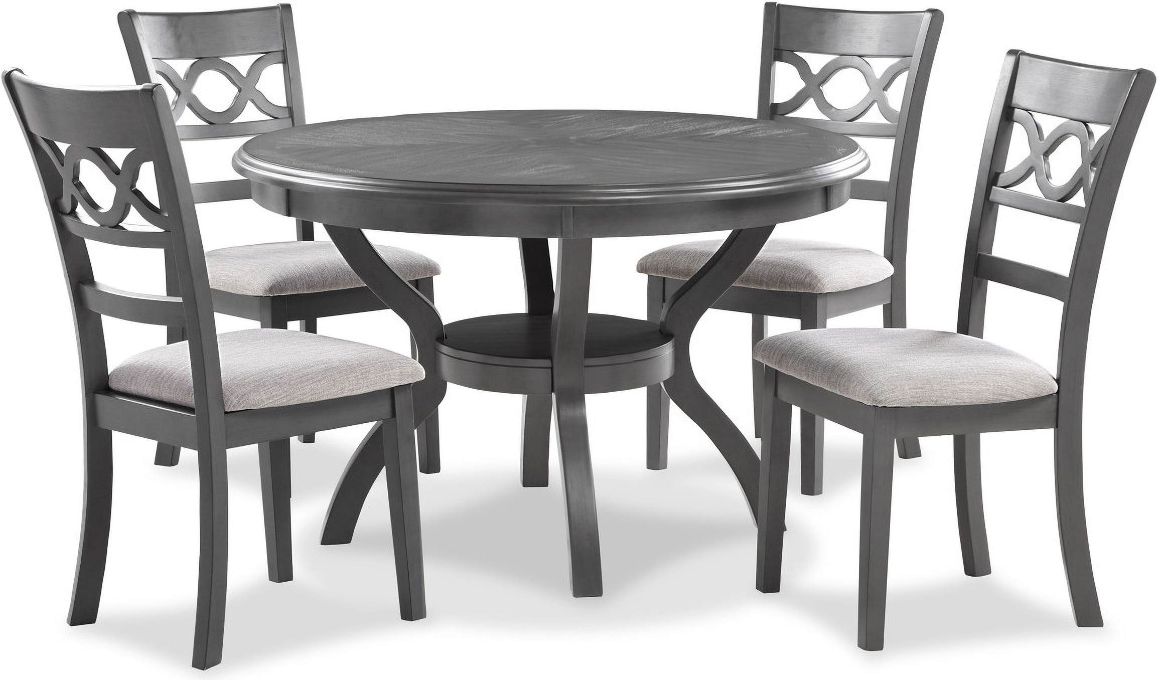 Cori 5 Pc Round Dining Room Set In Gray by New Classic 1StopBedrooms