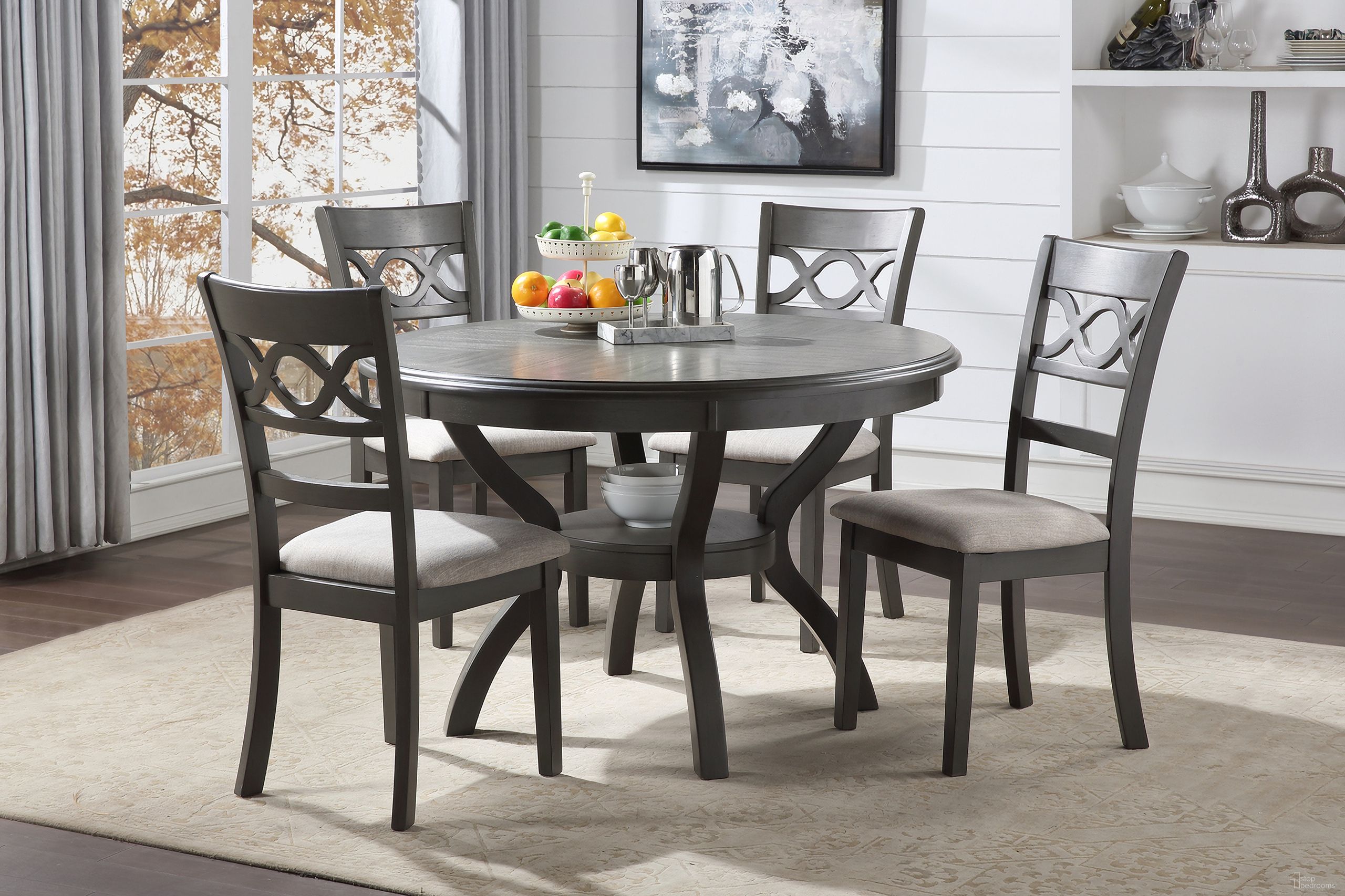 Cori 5 Piece Round Dining Room Set In Gray