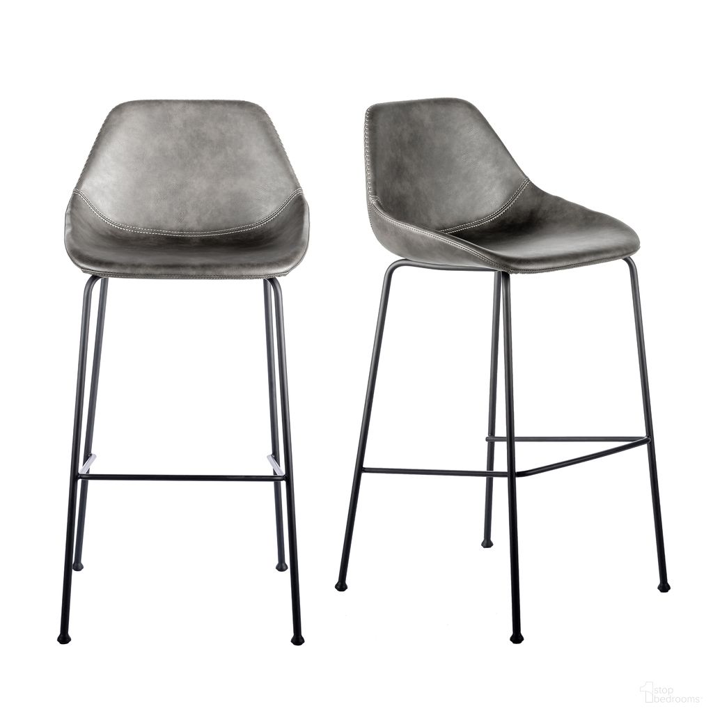 The appearance of Corinna Barstool Set of 2 In Charcoal Gray designed by Euro Style in the modern / contemporary interior design. This charcoal gray piece of furniture was selected by 1StopBedrooms from Corinna Collection to add a touch of cosiness and style into your home. Sku: 30506DKGRY. Material: Leather.