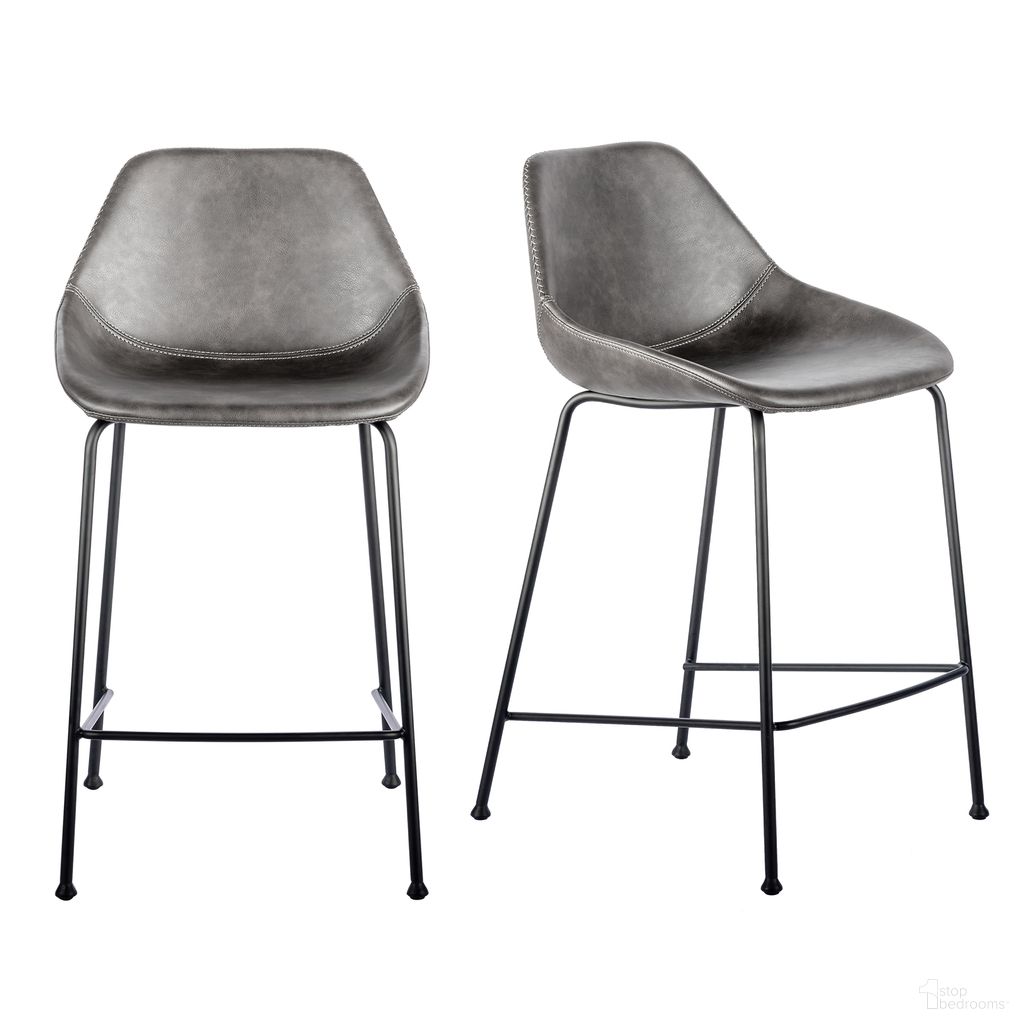 The appearance of Corinna Counter Stool Set of 2 In Charcoal Gray designed by Euro Style in the modern / contemporary interior design. This charcoal gray piece of furniture was selected by 1StopBedrooms from Corinna Collection to add a touch of cosiness and style into your home. Sku: 30504DKGRY. Material: Leather.