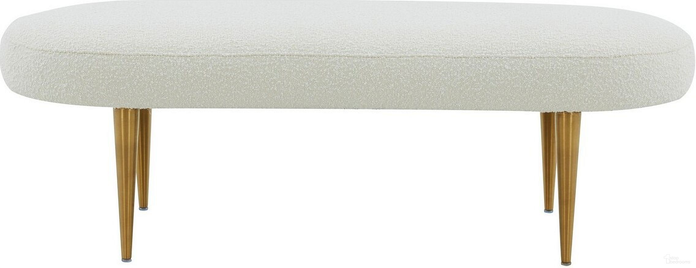 The appearance of Corinne Oval Bench In Ivory And Gold designed by Safavieh Couture in the modern / contemporary interior design. This ivory and gold piece of furniture was selected by 1StopBedrooms from Corinne Collection to add a touch of cosiness and style into your home. Sku: SFV4704G. Material: Wood.