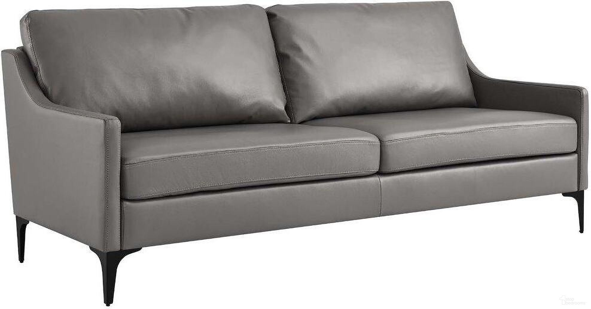 The appearance of Corland Gray Leather Sofa designed by Modway in the modern / contemporary interior design. This gray piece of furniture was selected by 1StopBedrooms from Corland Collection to add a touch of cosiness and style into your home. Sku: EEI-6018-GRY. Material: Leather.