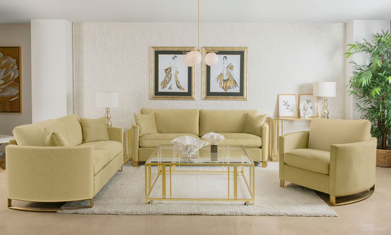 The appearance of Corliss Upholstered Curved Track Arm Living Room Set In Camel designed by Coaster in the modern / contemporary interior design. This camel piece of furniture was selected by 1StopBedrooms from Corliss Collection to add a touch of cosiness and style into your home. Sku: 508824;508825. Material: Fabric.