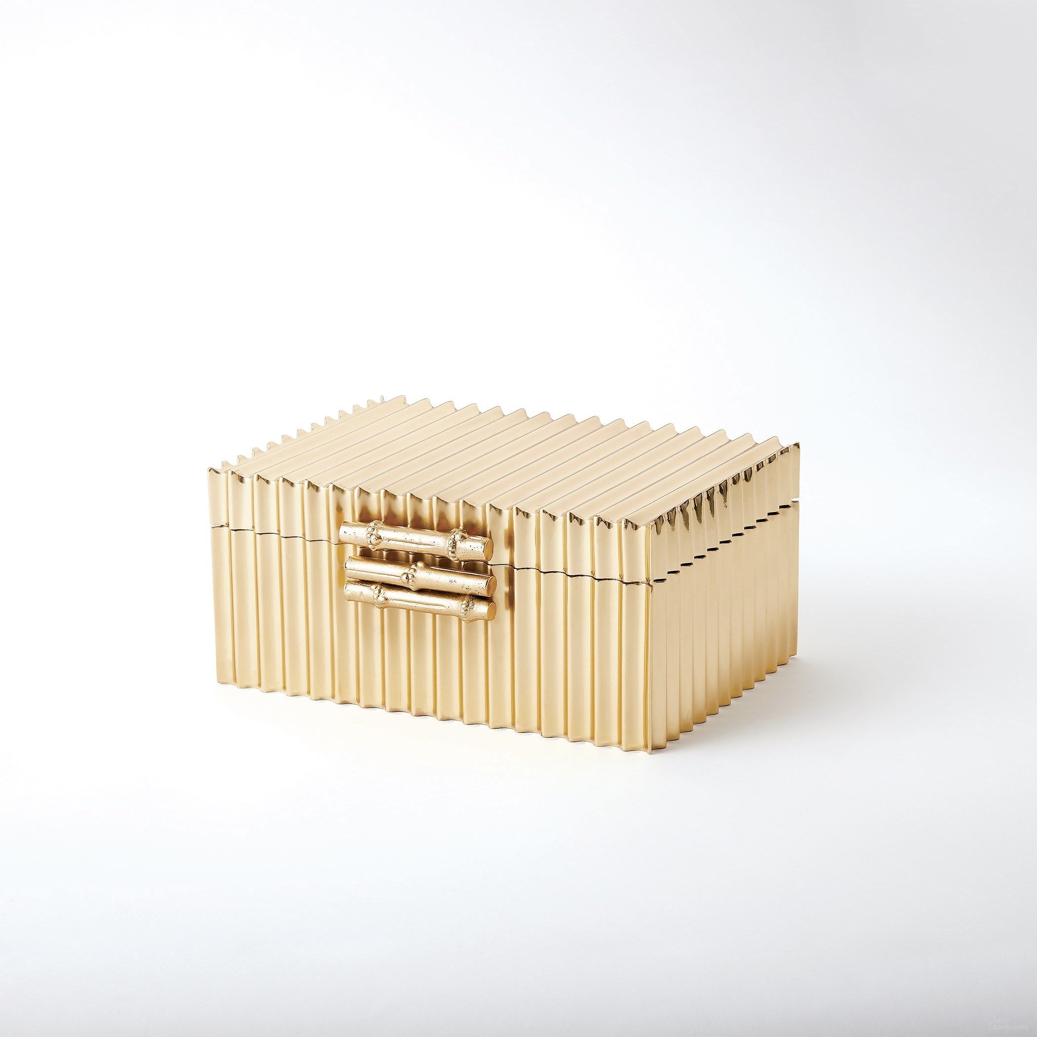 Corrugated Bamboo Small Box In Brass