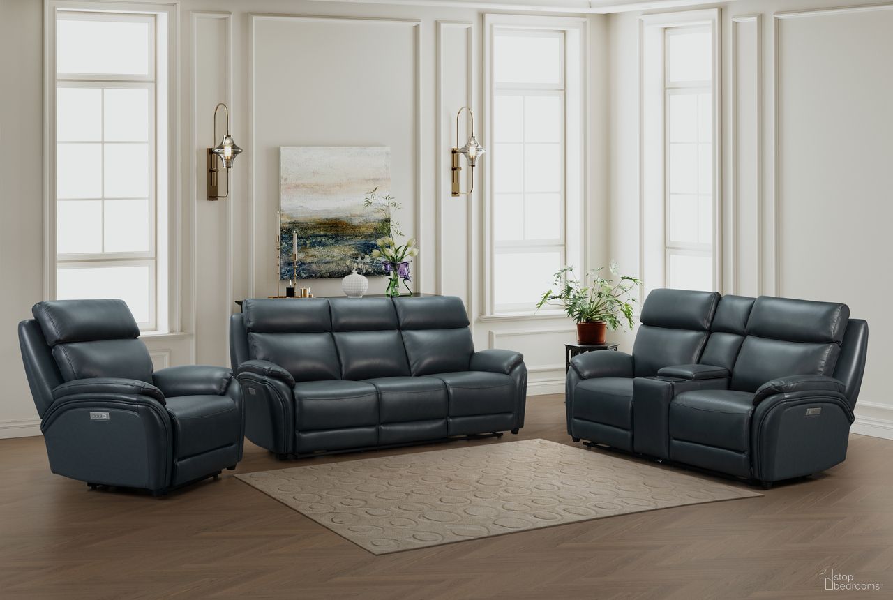Corry Power Reclining Living Room Set In Dark Blue
