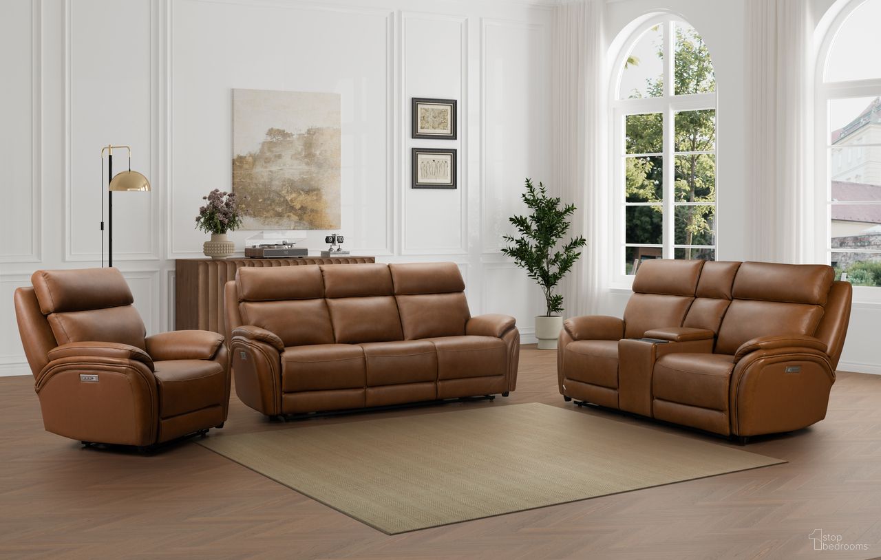 Corry Power Reclining Living Room Set In Saddle